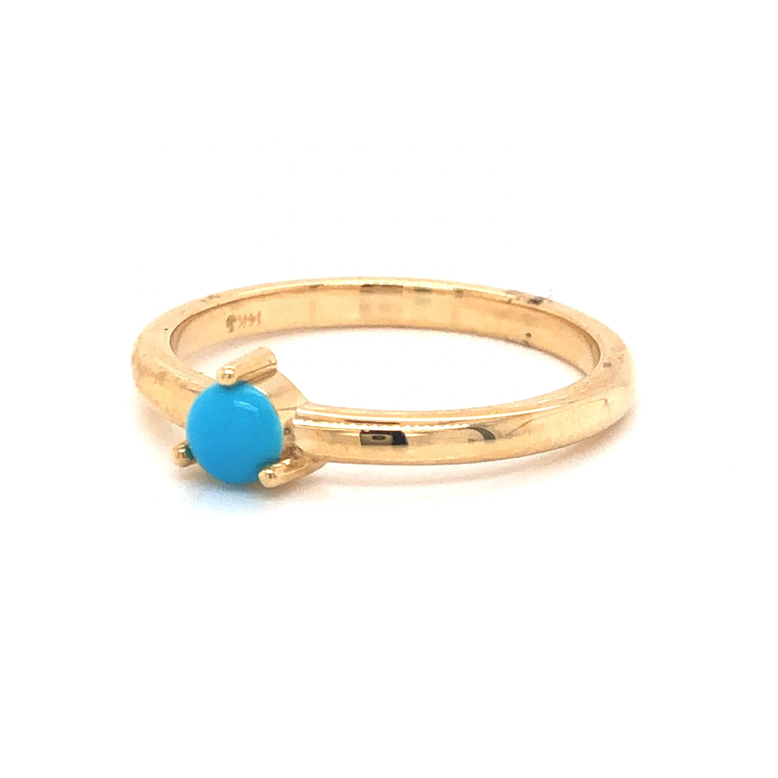 Turquoise Stacking Ring in 14k Yellow Gold - Image 2
