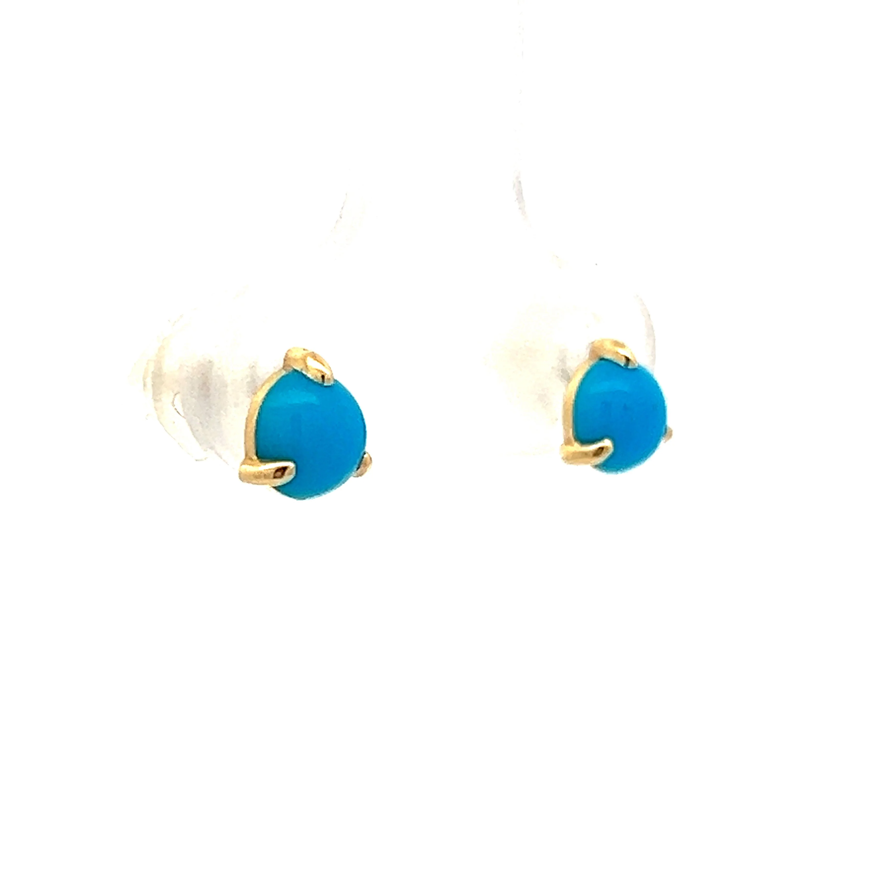 Turquoise Stud Earrings in 14k Yellow Gold - Image 3