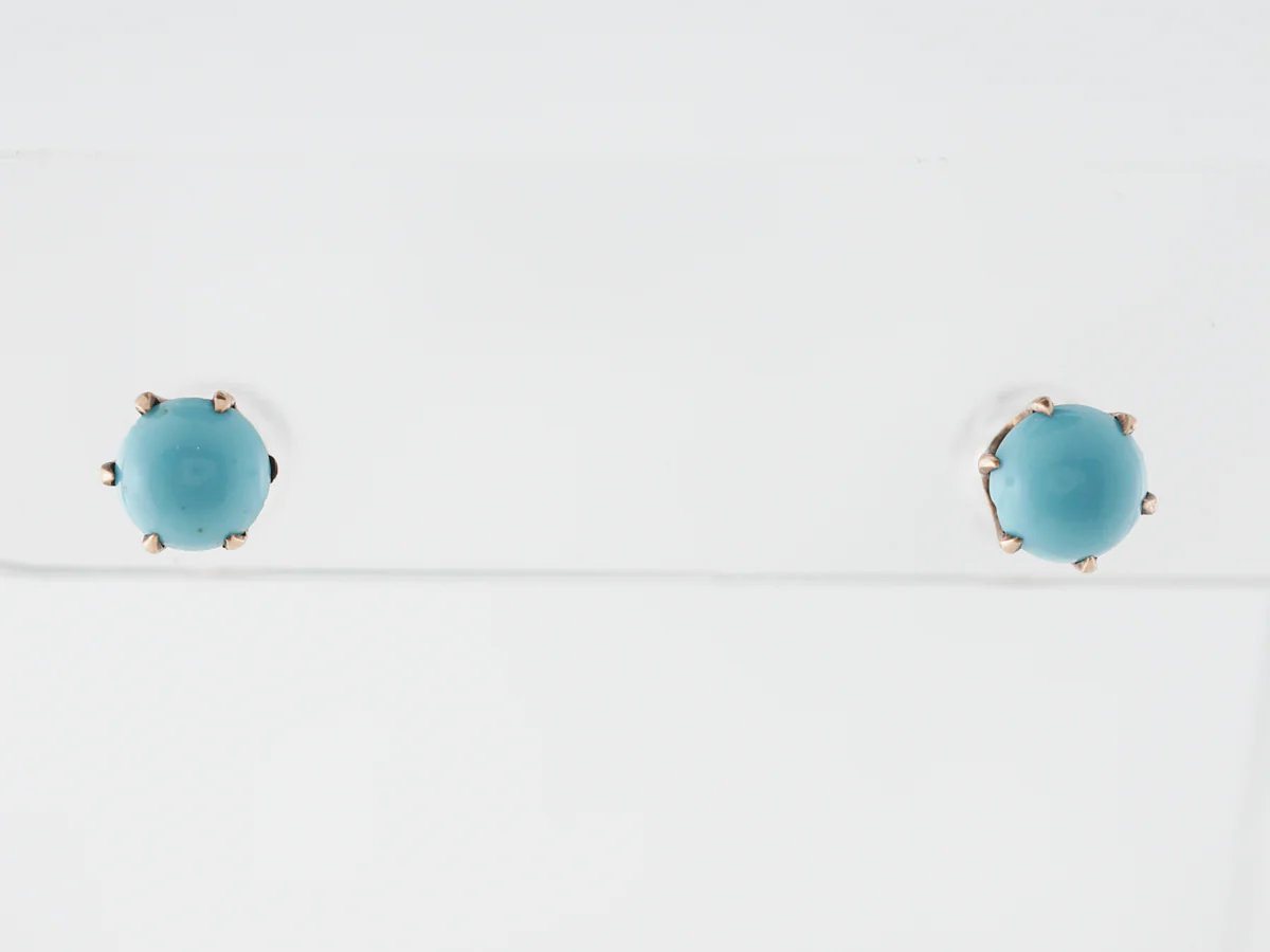 Turquoise Stud Earrings in 14k Yellow Gold