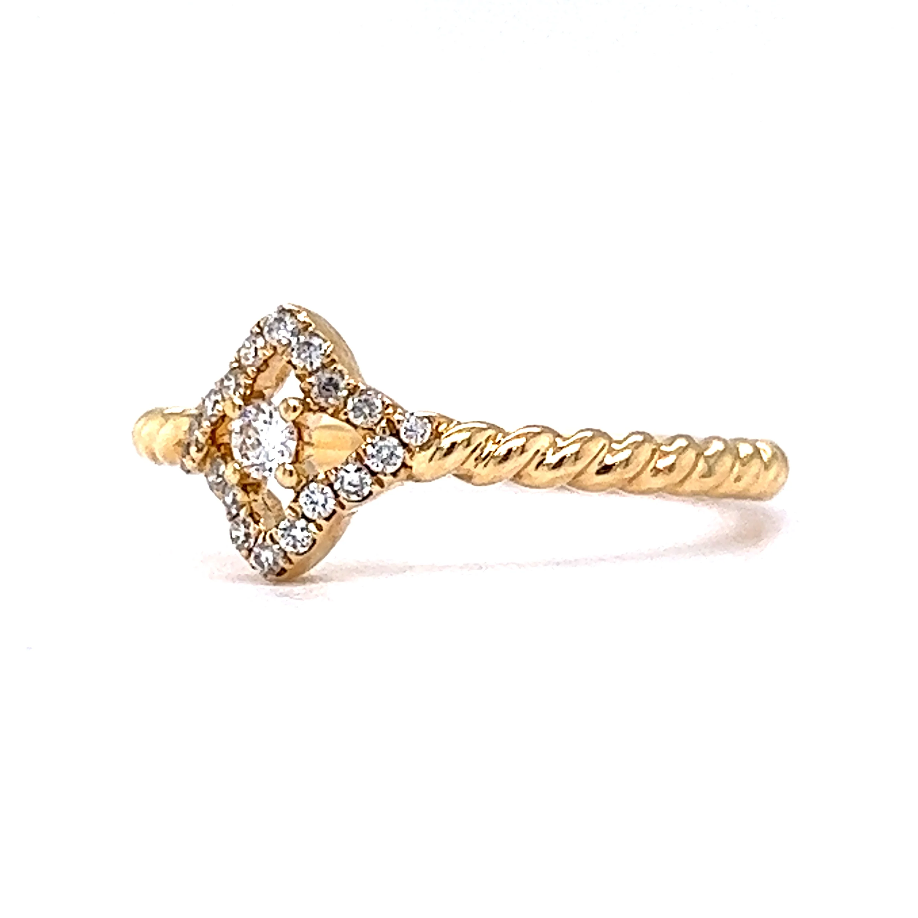 Twisted Band Pave Diamond Stacking Ring in 18k Yellow Gold - Image 2