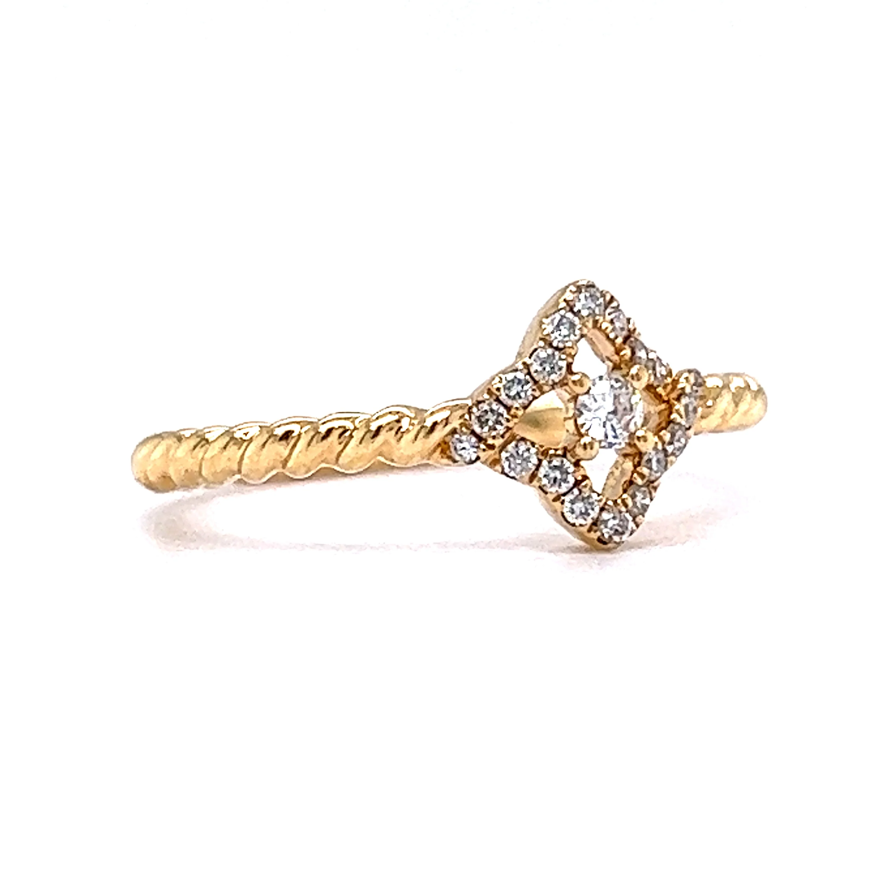 Twisted Band Pave Diamond Stacking Ring in 18k Yellow Gold - Image 3