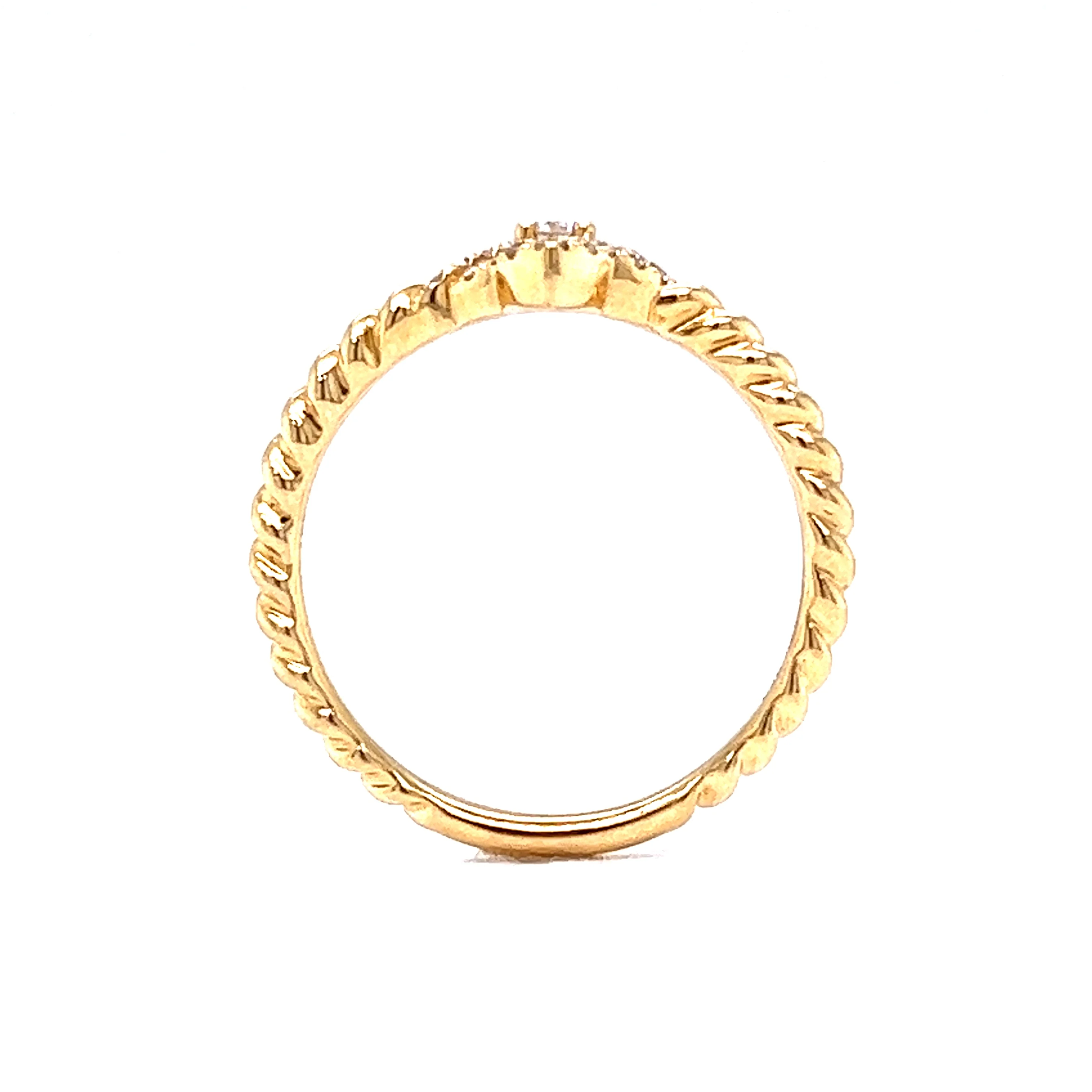 Twisted Band Pave Diamond Stacking Ring in 18k Yellow Gold - Image 4