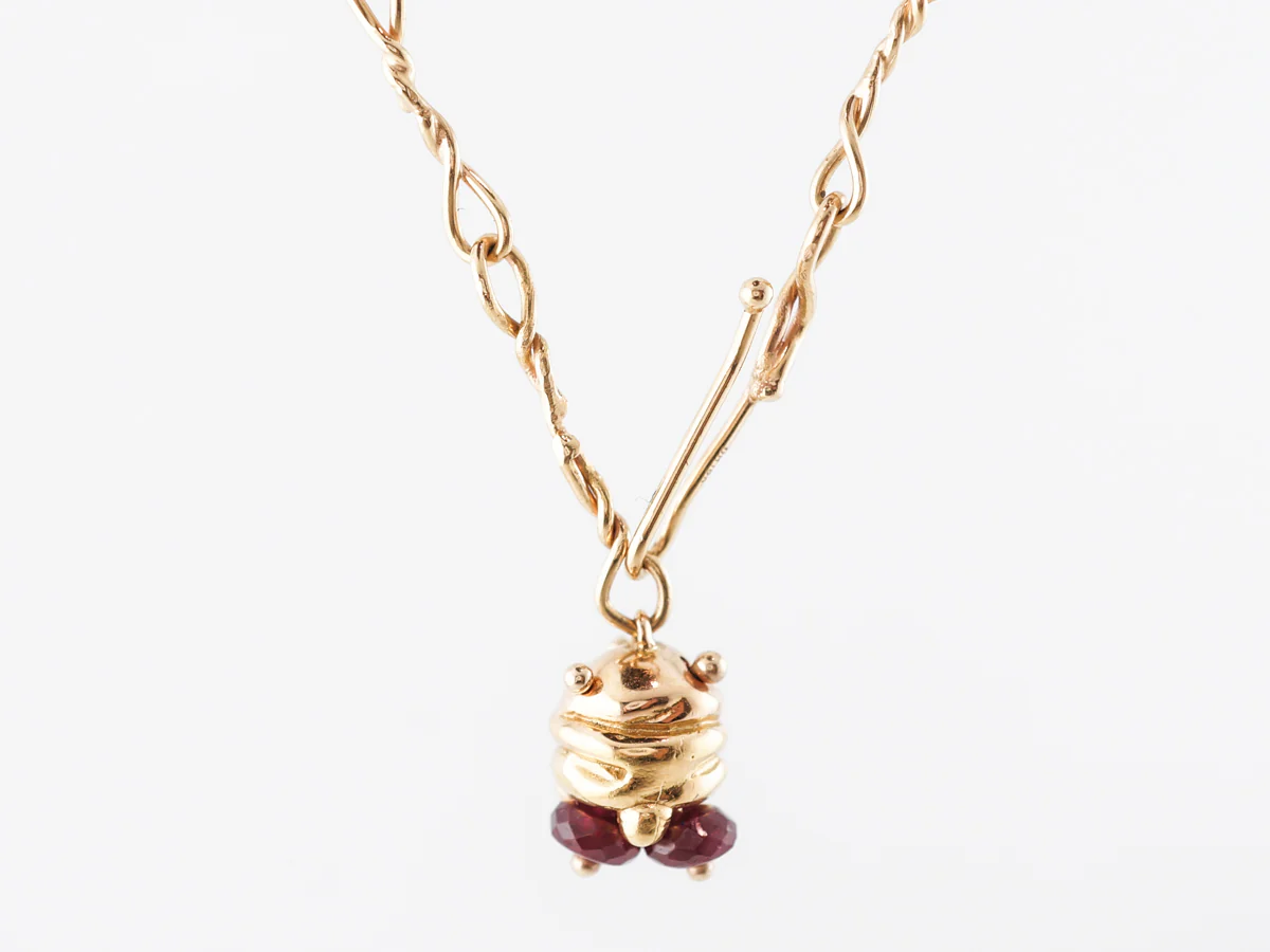 Twisted Chain w/Ruby Beads in 18k Yellow Gold - Image 2