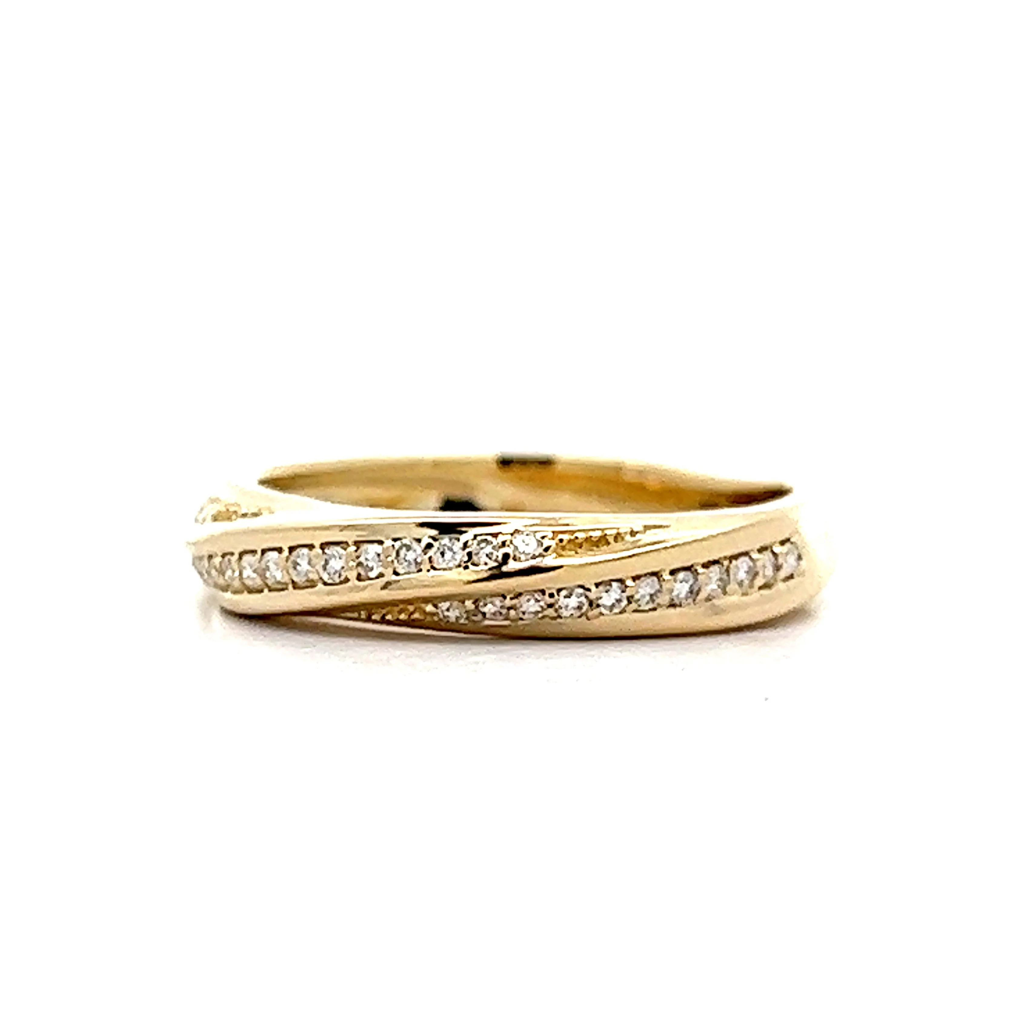 Twisted Channel Diamond Wedding Band in Yellow Gold - Image 2