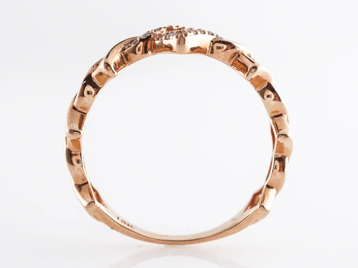 Twisted Clover Wedding Band w/ Diamonds in 18k Rose Gold - Image 4
