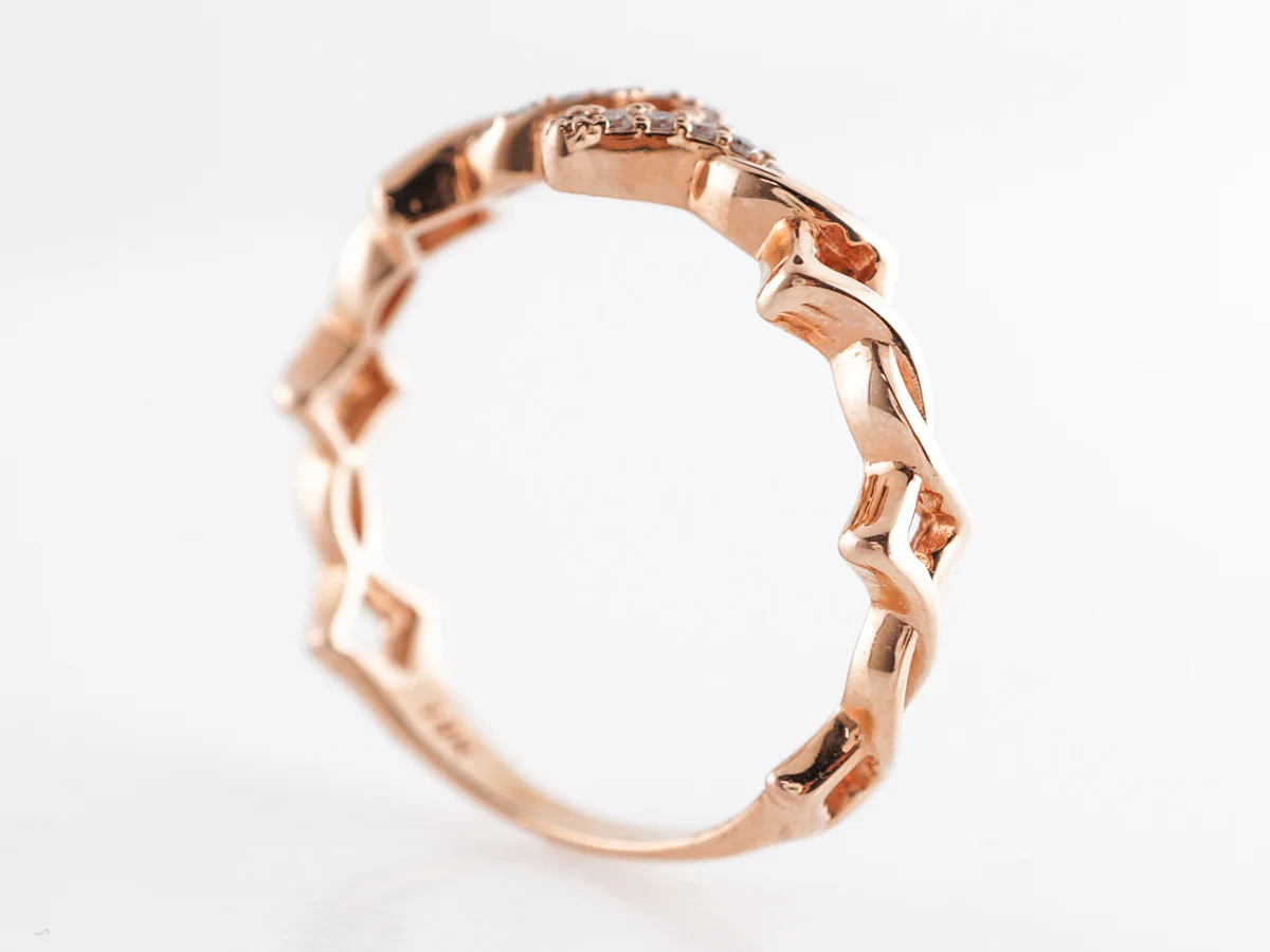 Twisted Clover Wedding Band w/ Diamonds in 18k Rose Gold - Image 5