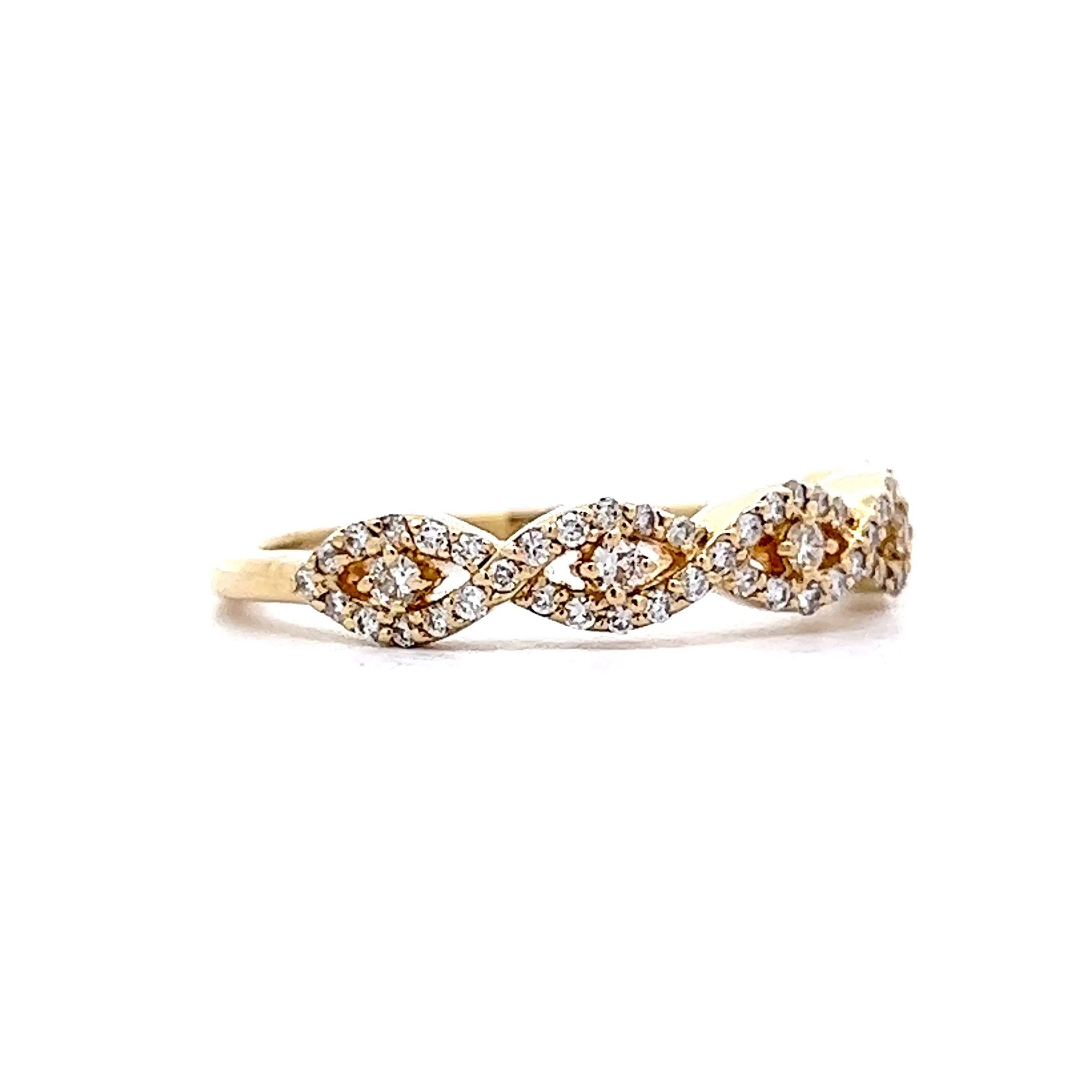 Twisted Diamond Wedding Ring in 14k Yellow Gold - Image 3