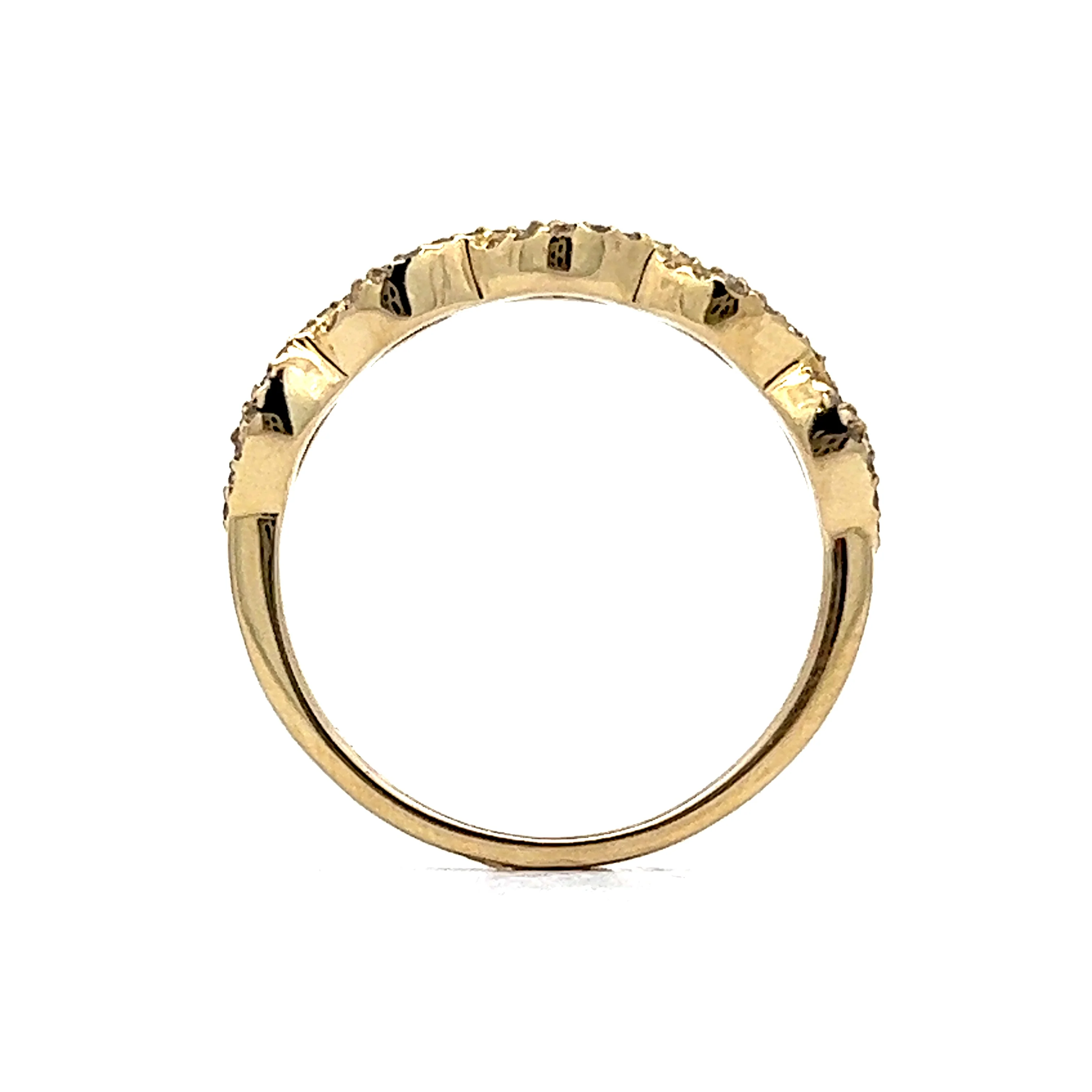Twisted Diamond Wedding Ring in 14k Yellow Gold - Image 4