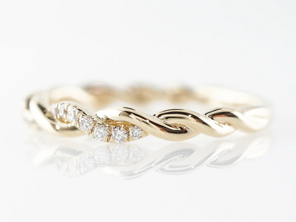 Twisted Diamond Wedding Ring in 18k Yellow Gold - Image 2