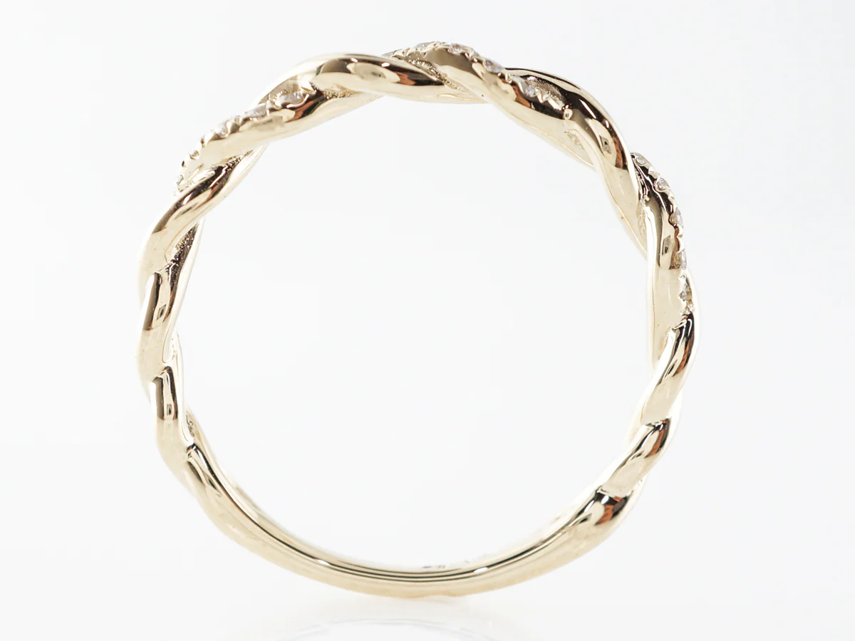 Twisted Diamond Wedding Ring in 18k Yellow Gold - Image 4