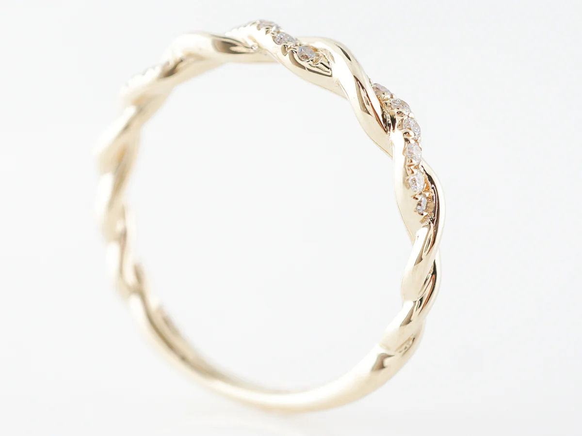Twisted Diamond Wedding Ring in 18k Yellow Gold - Image 5