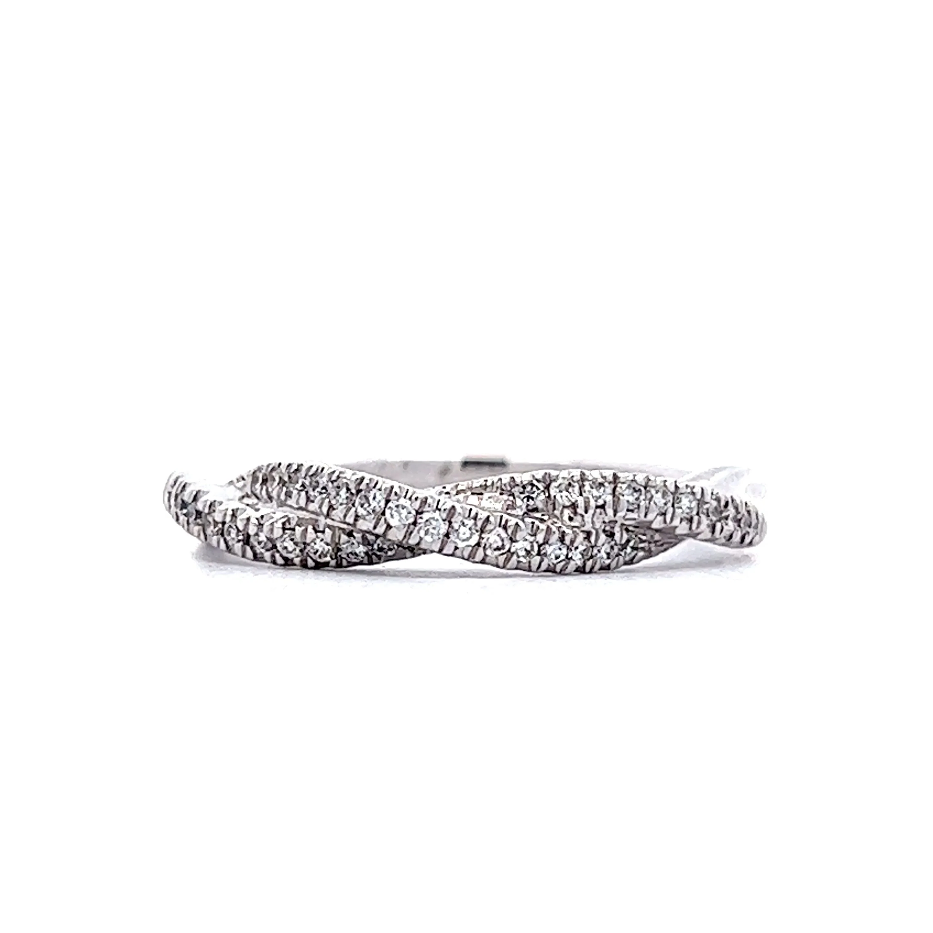 Twisted Pave Diamond Band in 18k White Gold