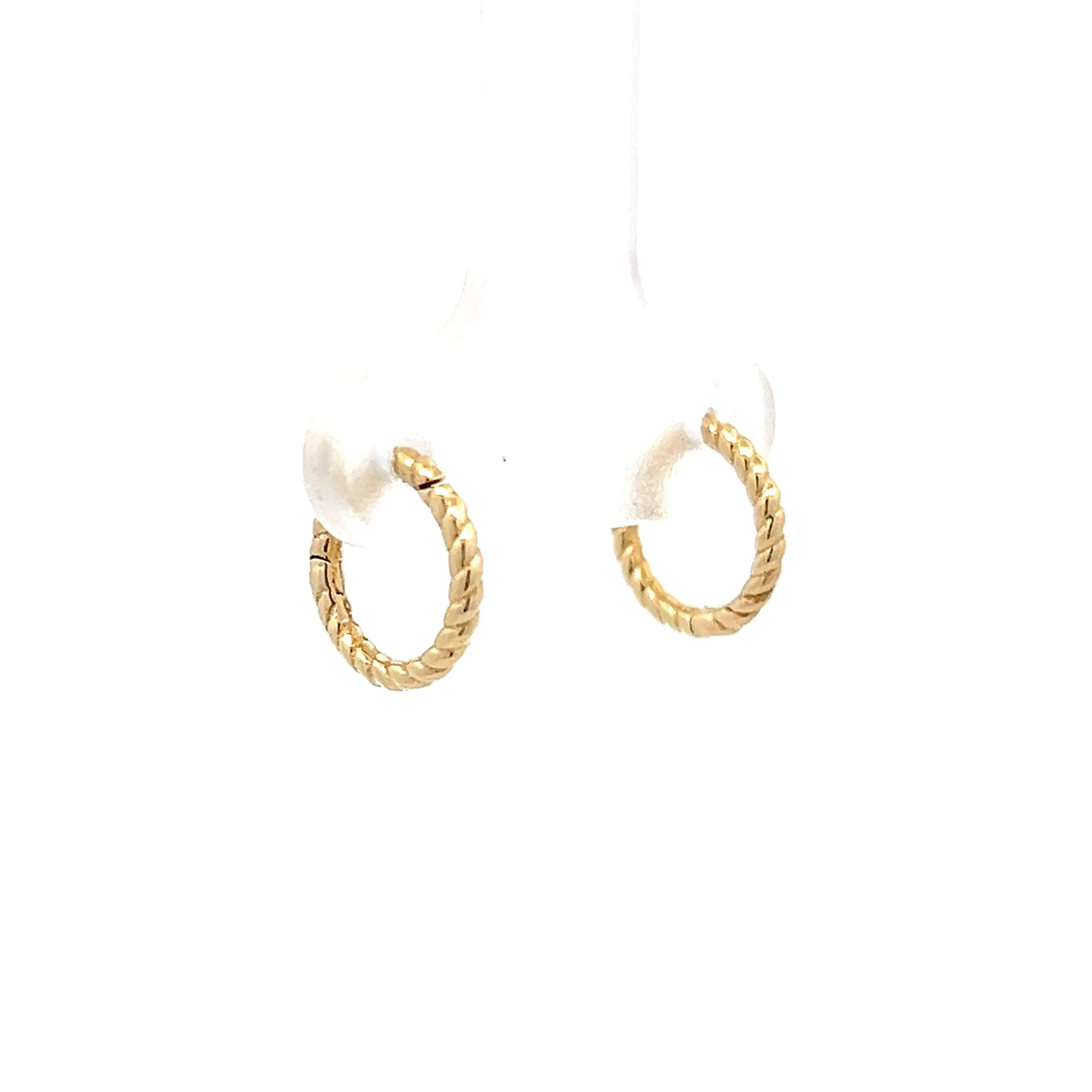 Twisted Rope Huggie Hoop Earrings in 14k - Image 3