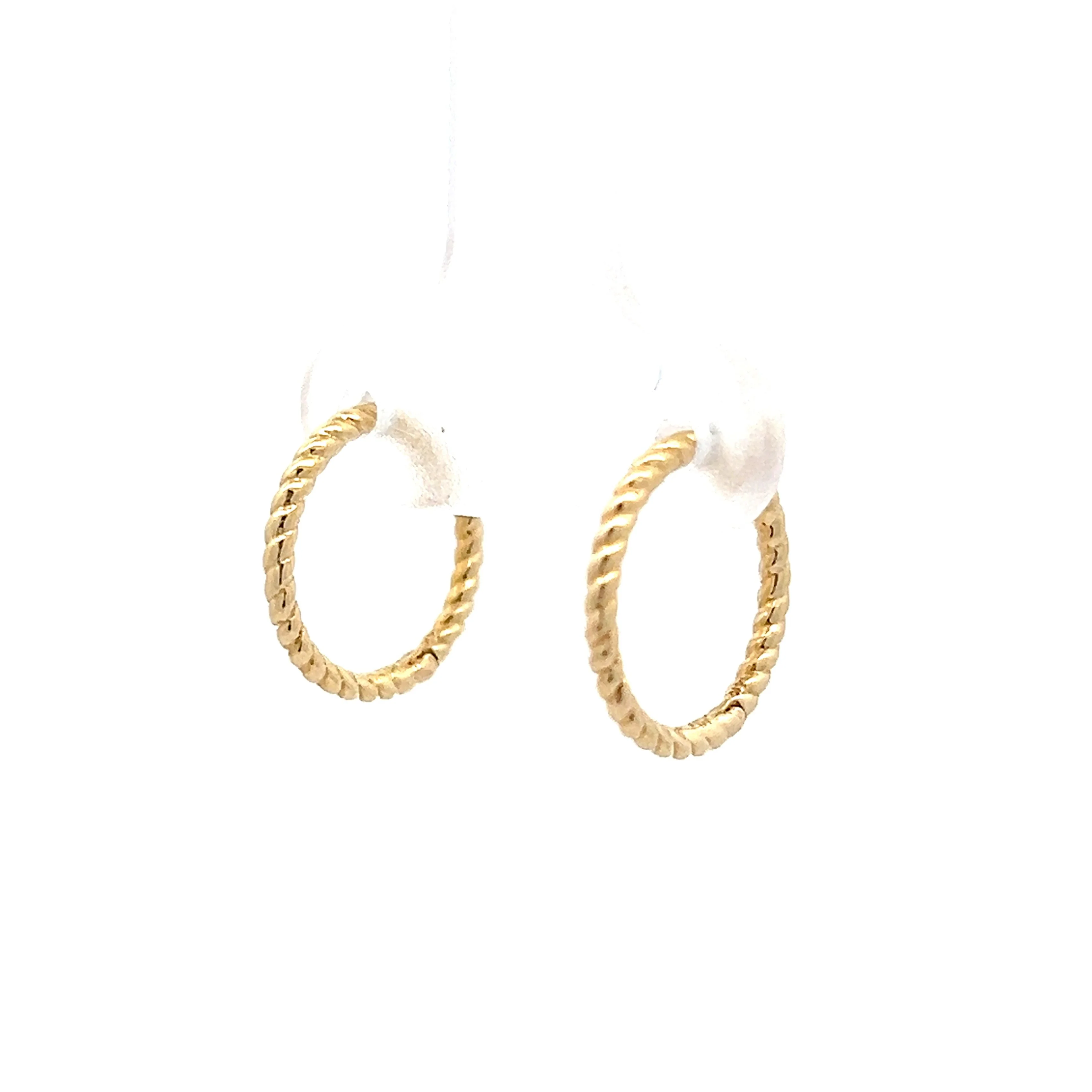 Twisted Rope Huggie Hoop Earrings in 14k Yellow Gold - Image 2