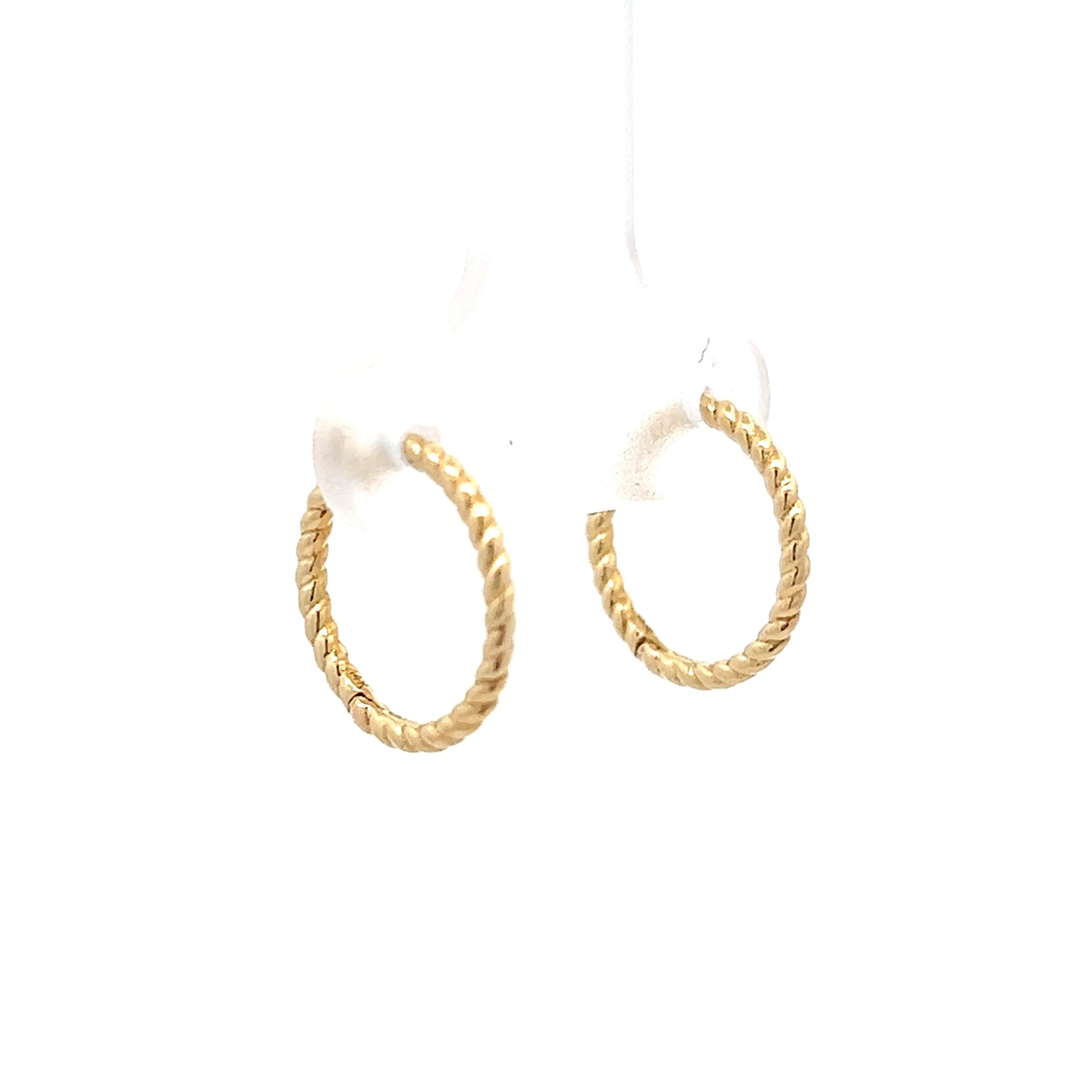 Twisted Rope Huggie Hoop Earrings in 14k Yellow Gold - Image 3