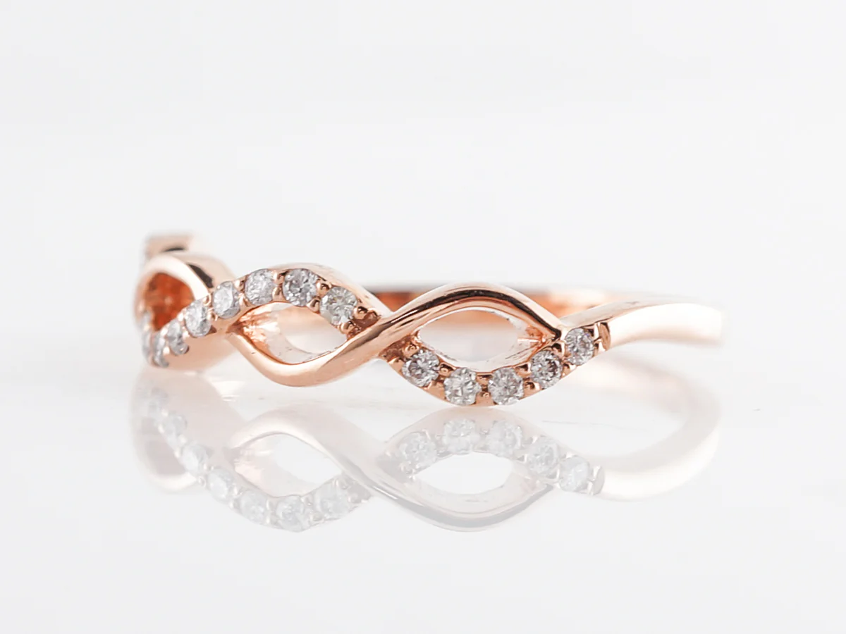 Twisted Wedding Band w/ Diamonds in 14k Rose Gold - Image 2