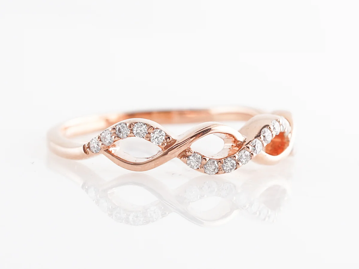 Twisted Wedding Band w/ Diamonds in 14k Rose Gold - Image 3