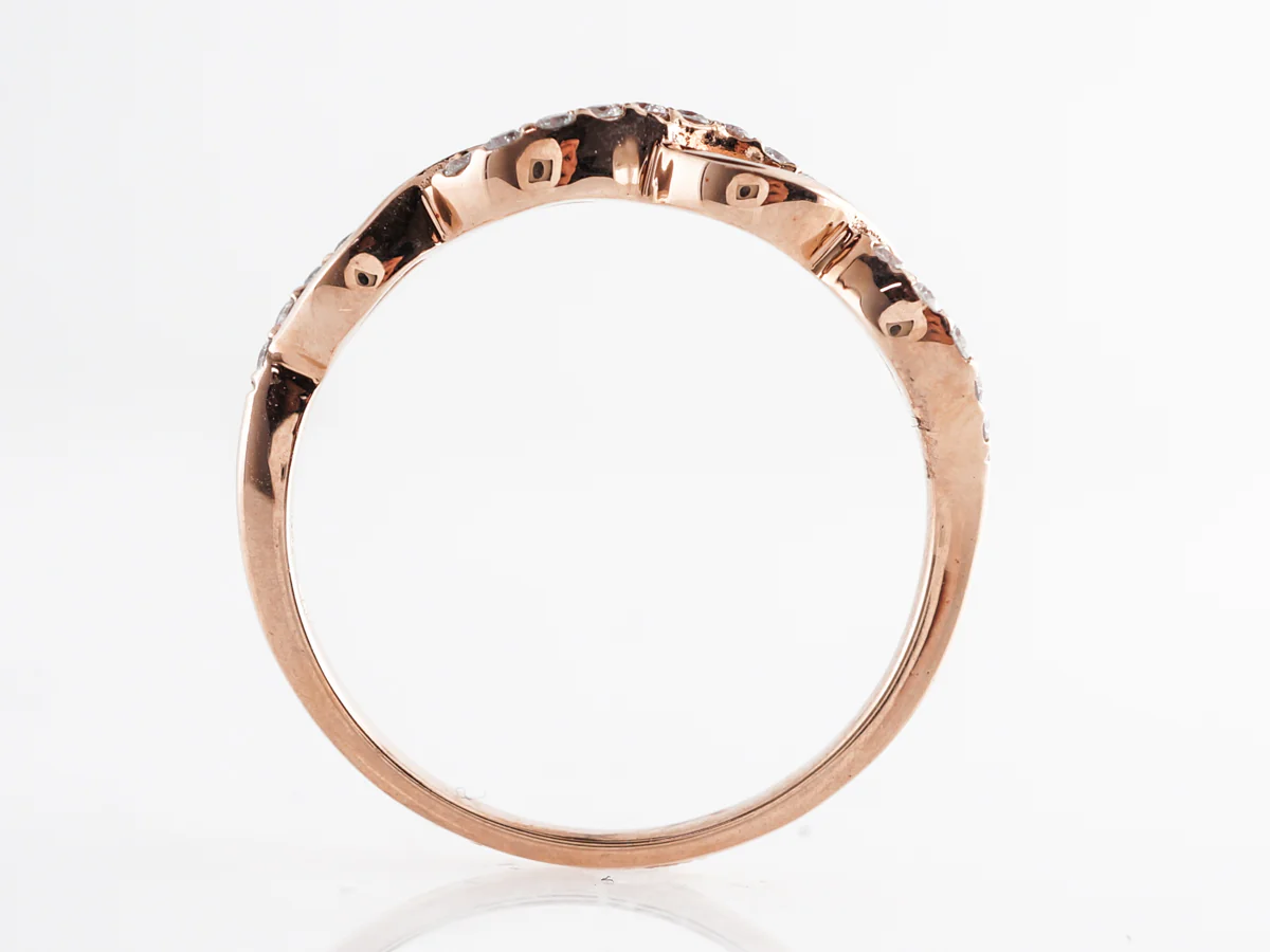 Twisted Wedding Band w/ Diamonds in 14k Rose Gold - Image 4