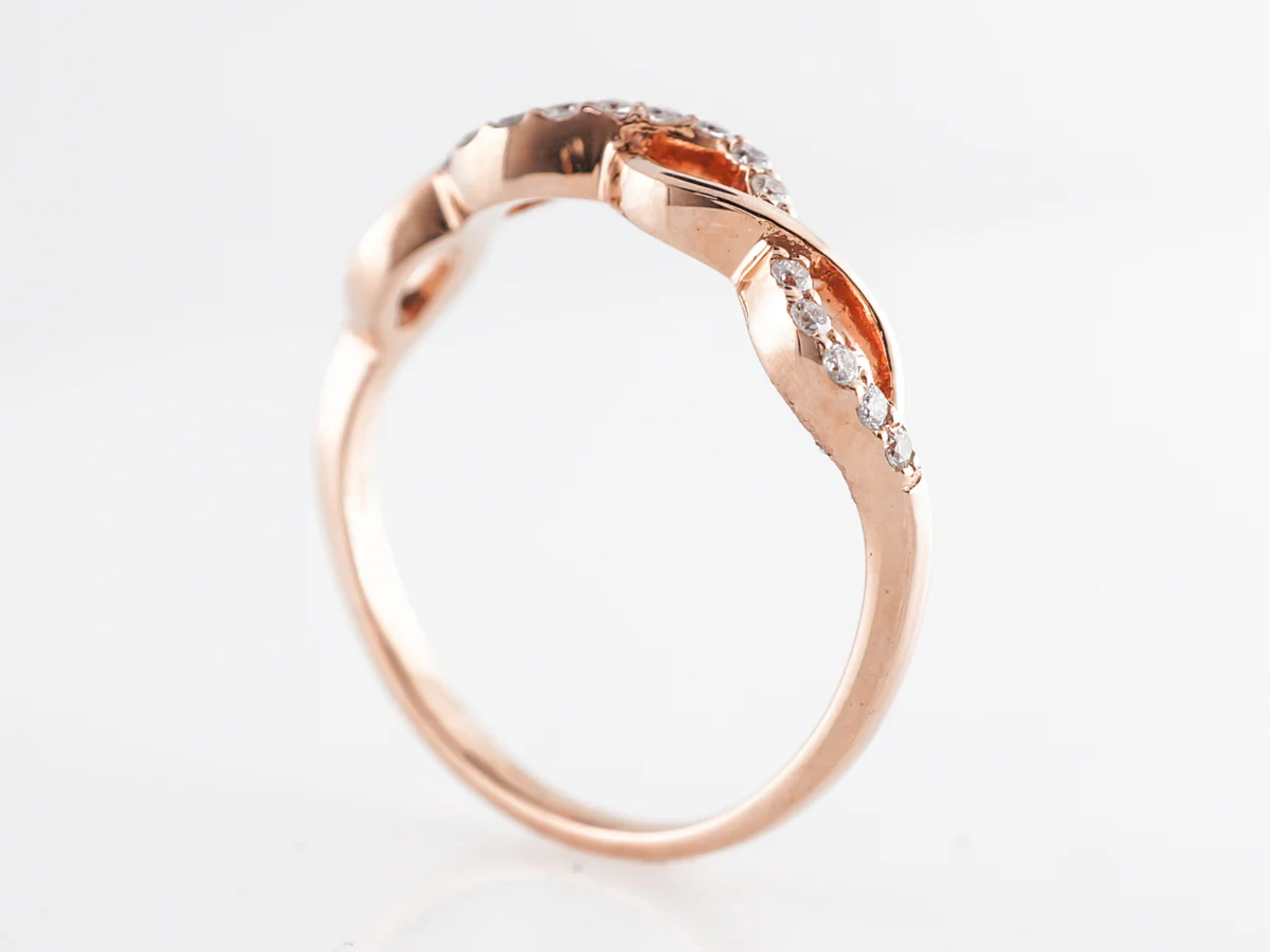 Twisted Wedding Band w/ Diamonds in 14k Rose Gold - Image 5