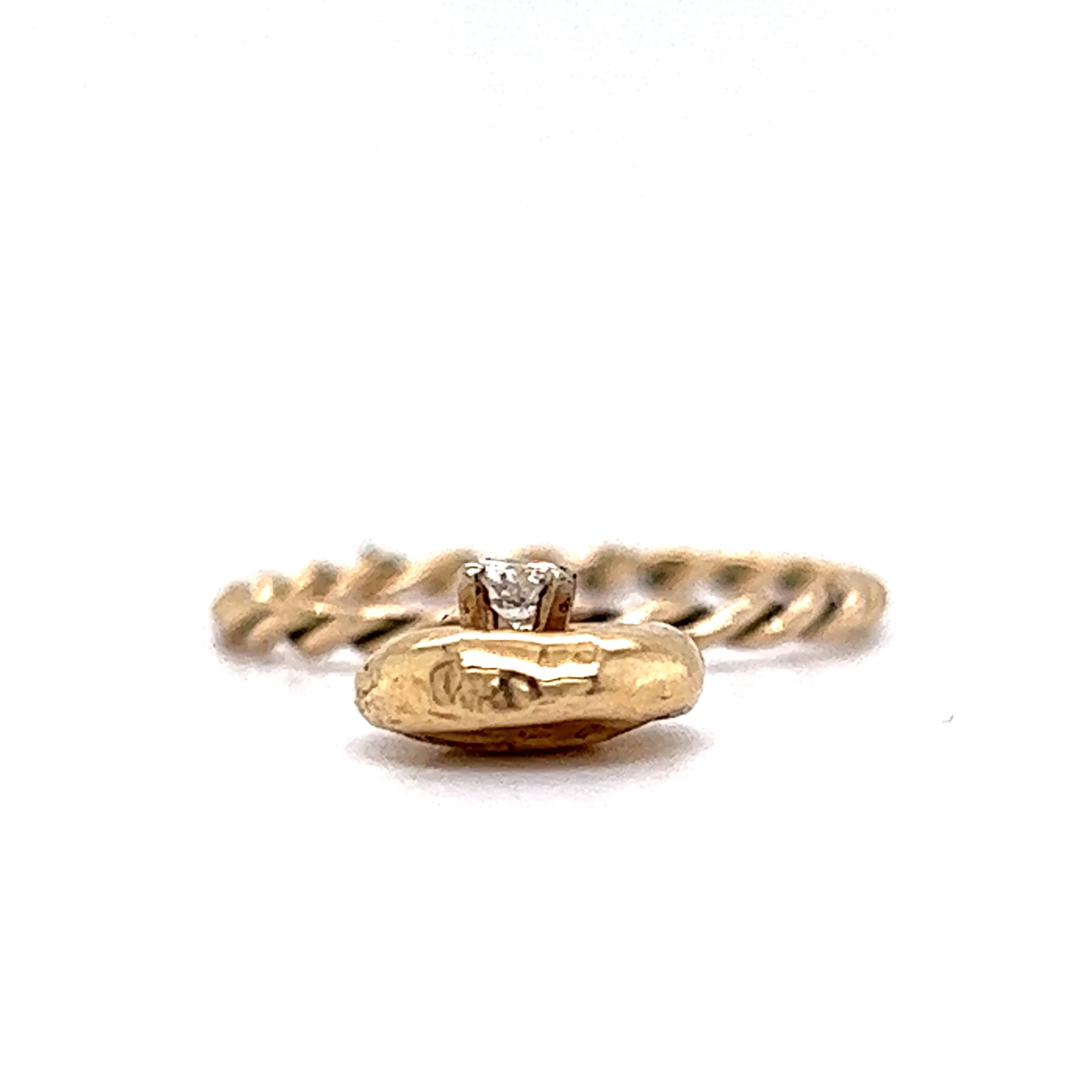 Twisted Yellow Gold Charm Ring - Image 3