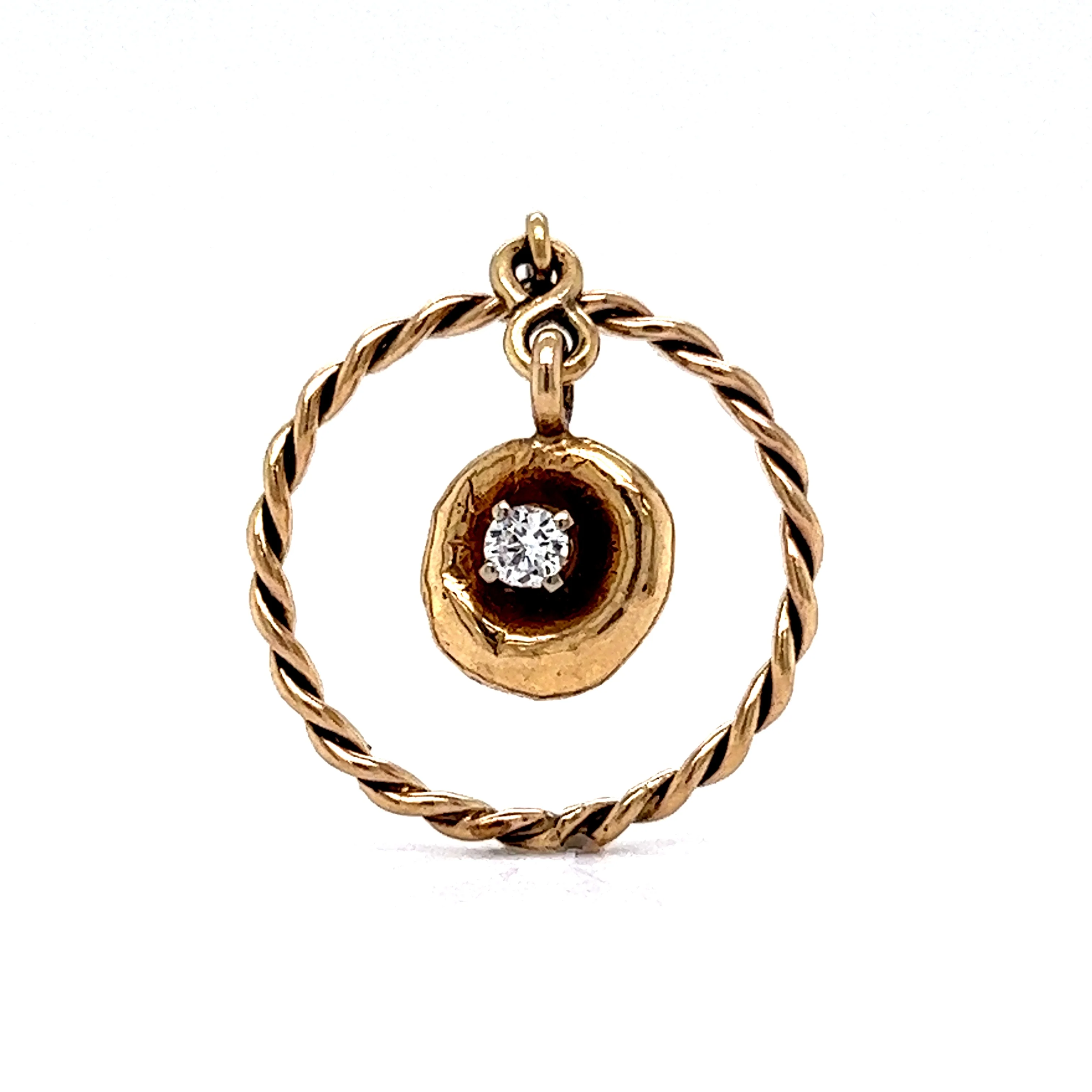 Twisted Yellow Gold Charm Ring - Image 4