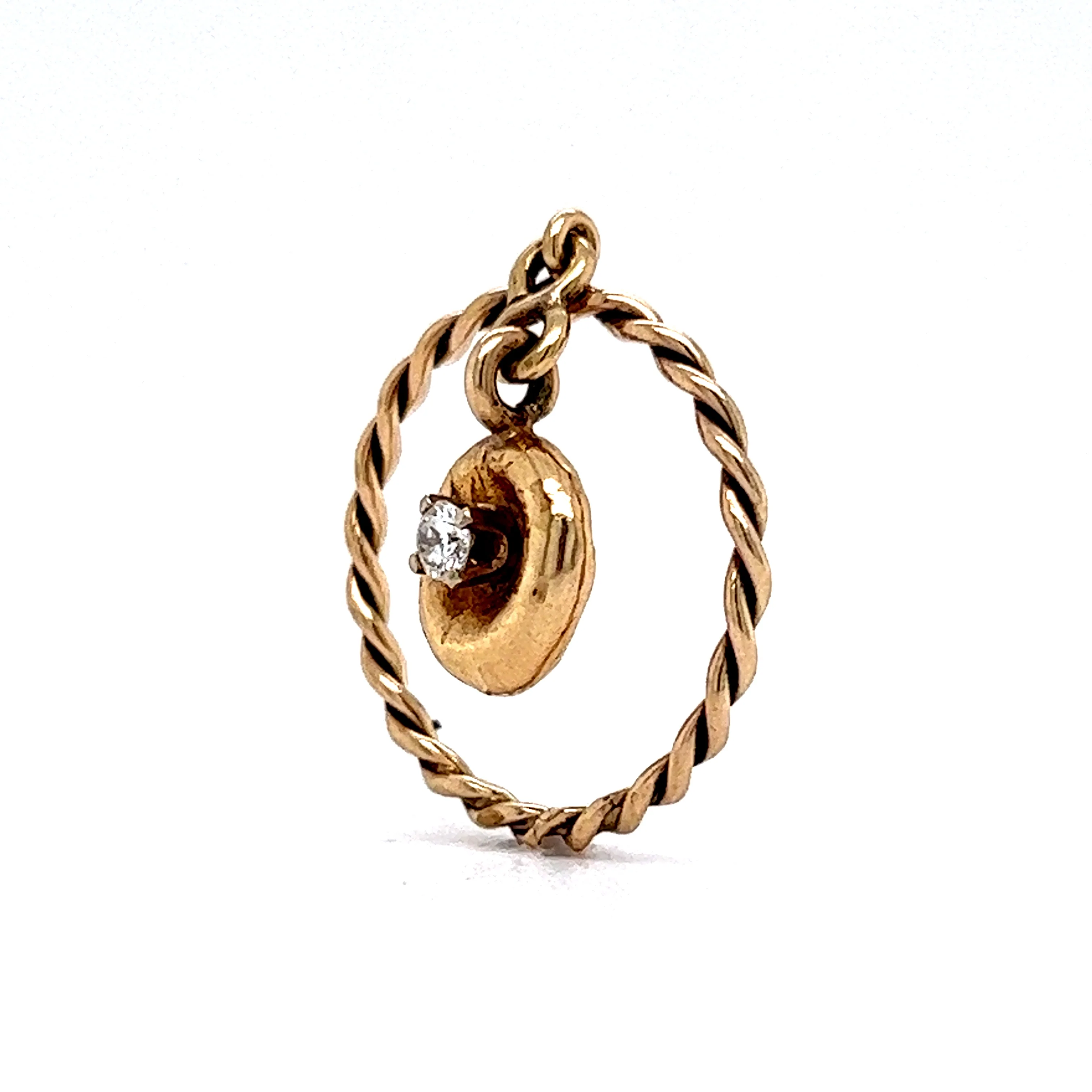 Twisted Yellow Gold Charm Ring - Image 5