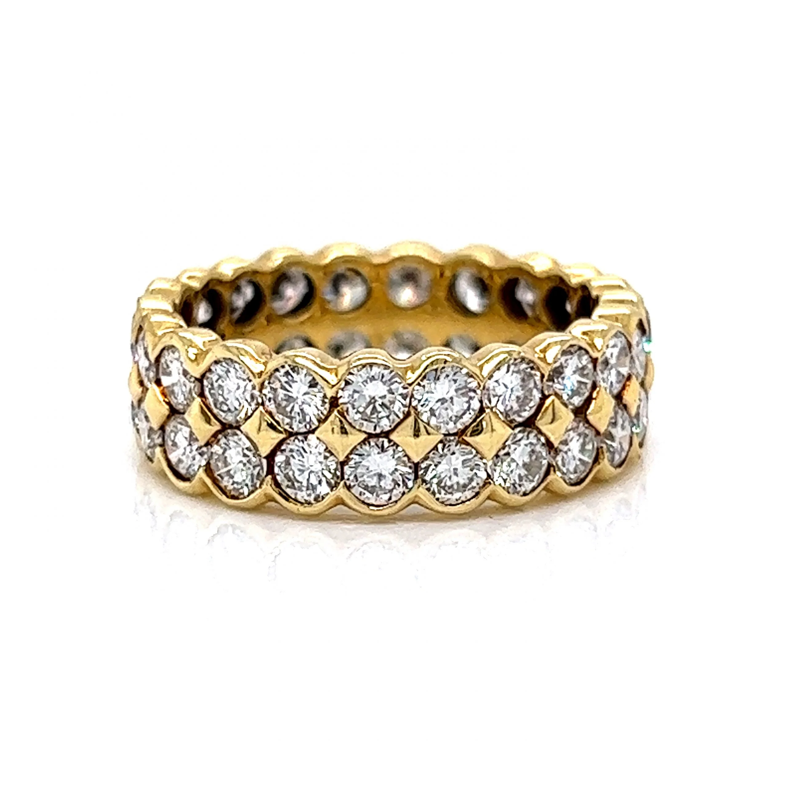 Two Row Bezel Set Diamond Eternity Band in 18k Yellow Gold - Image 2