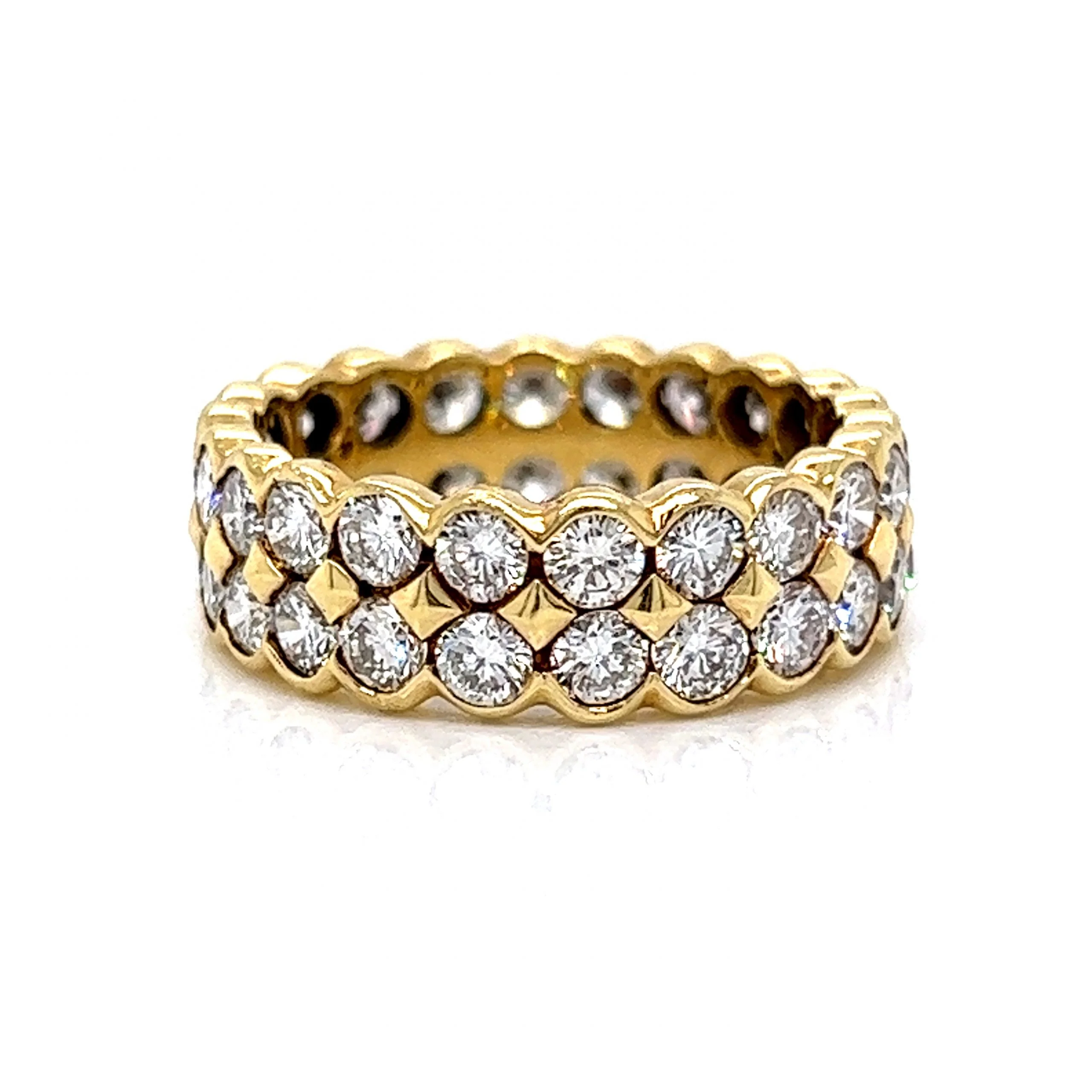 Two Row Bezel Set Diamond Eternity Band in 18k Yellow Gold - Image 3