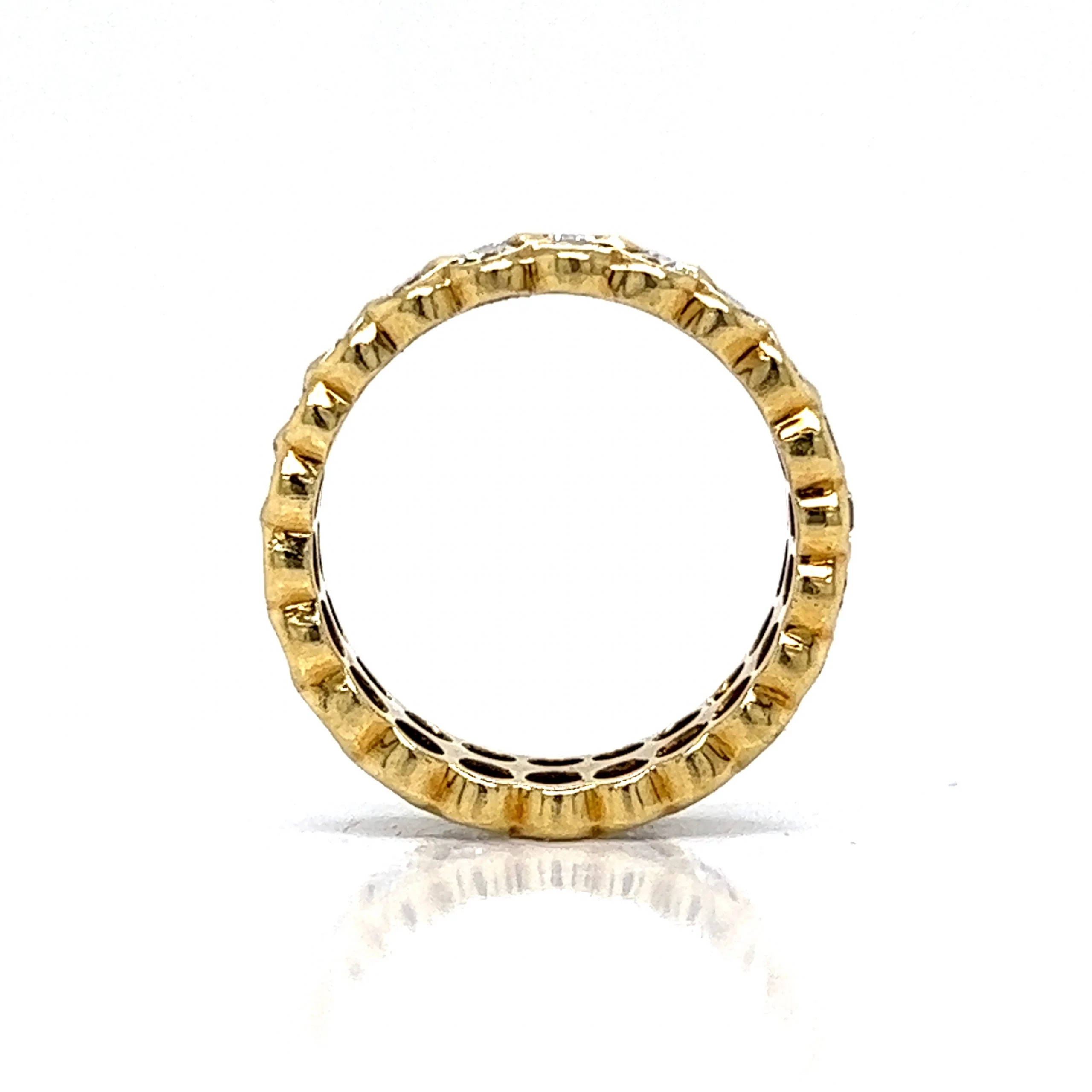 Two Row Bezel Set Diamond Eternity Band in 18k Yellow Gold - Image 4