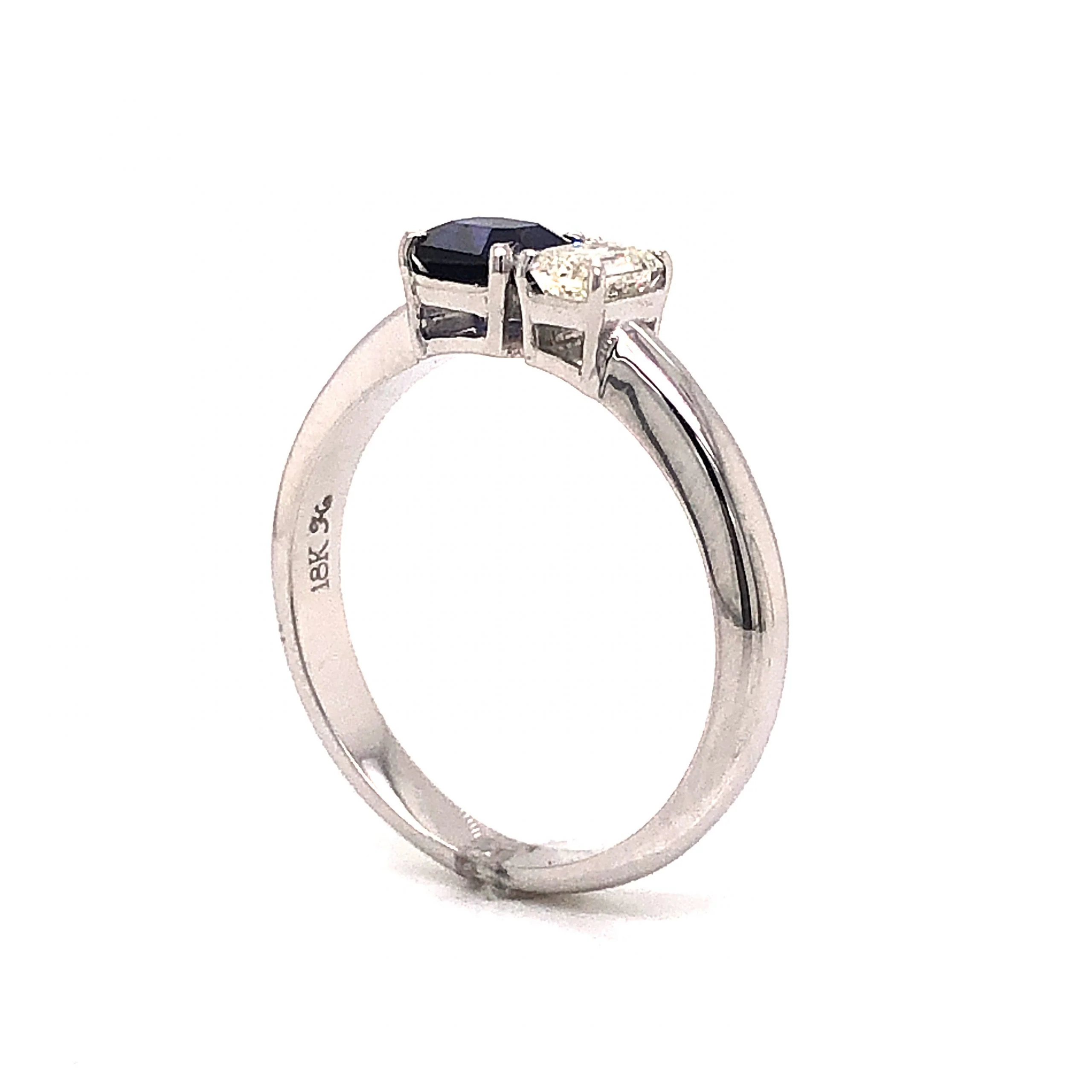 Two Stone Sapphire & Diamond Ring in 18k White Gold - Image 5