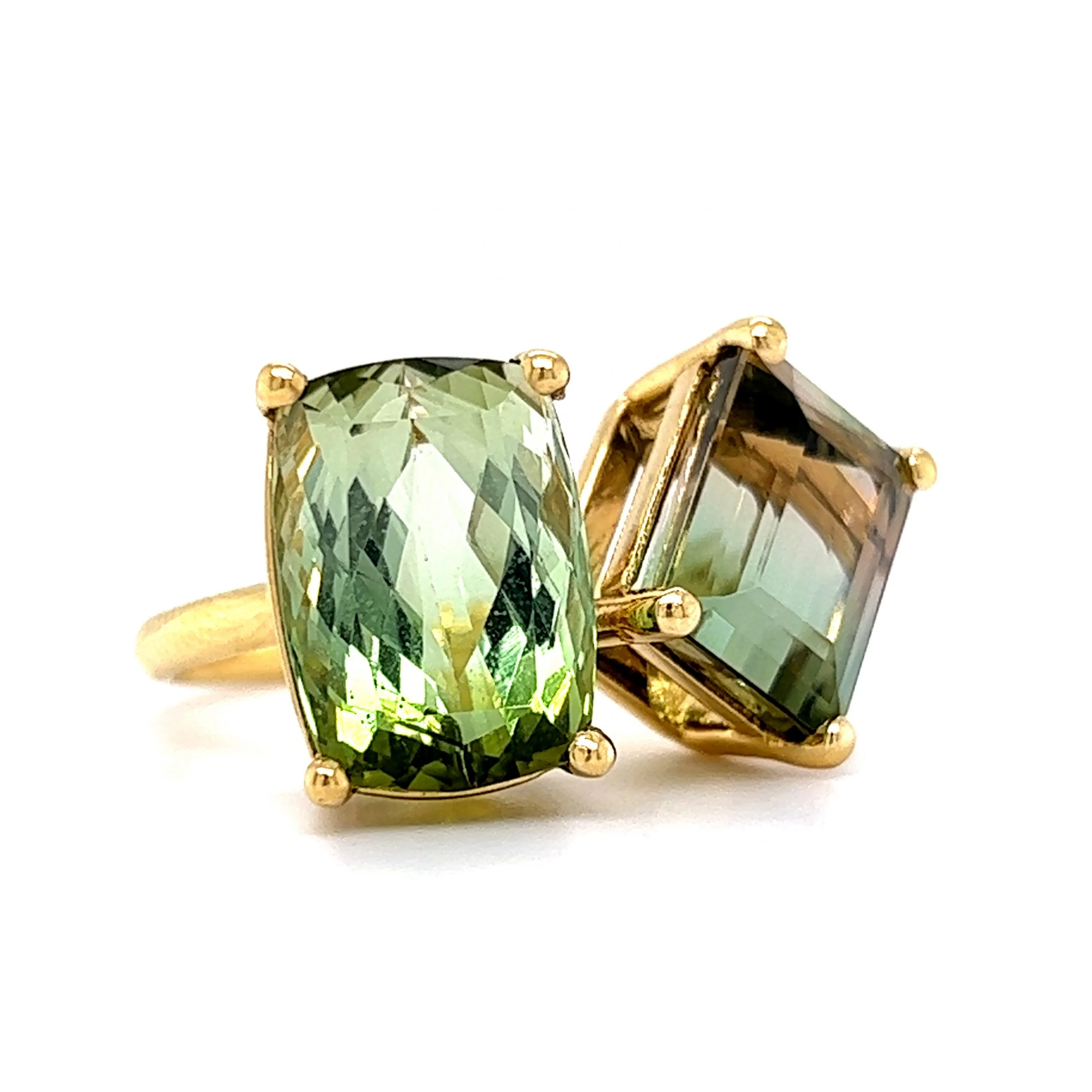 Two Stone Tourmaline Cocktail Ring in 18k Yellow Gold - Image 3