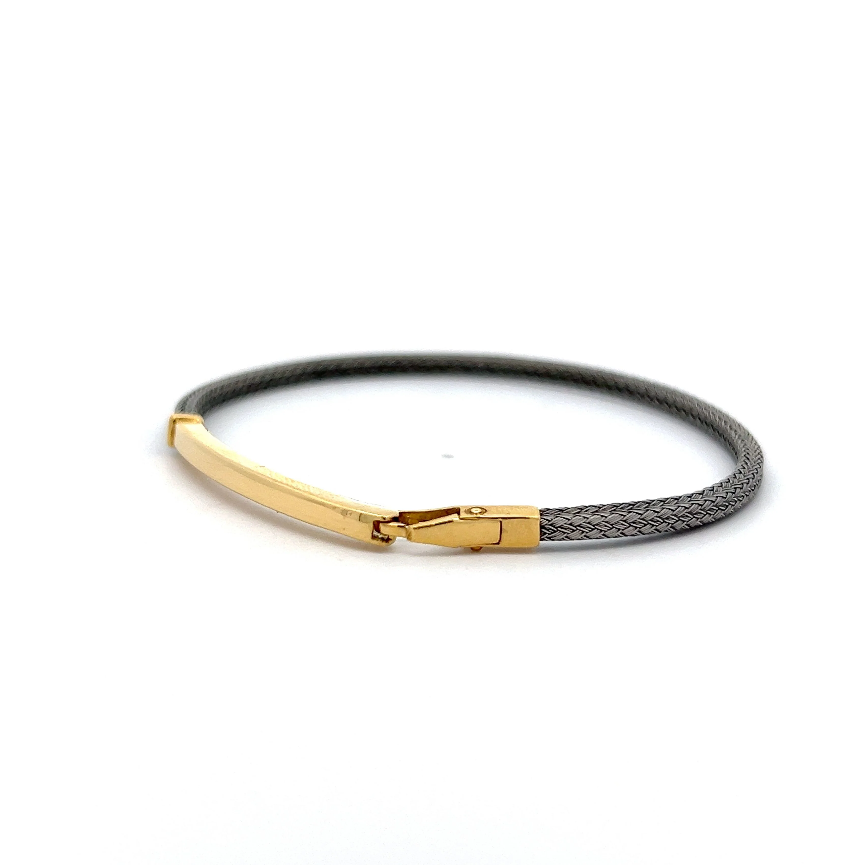 Two-Tone Bangle Bracelet in 18k & Stainless Steel - Image 2