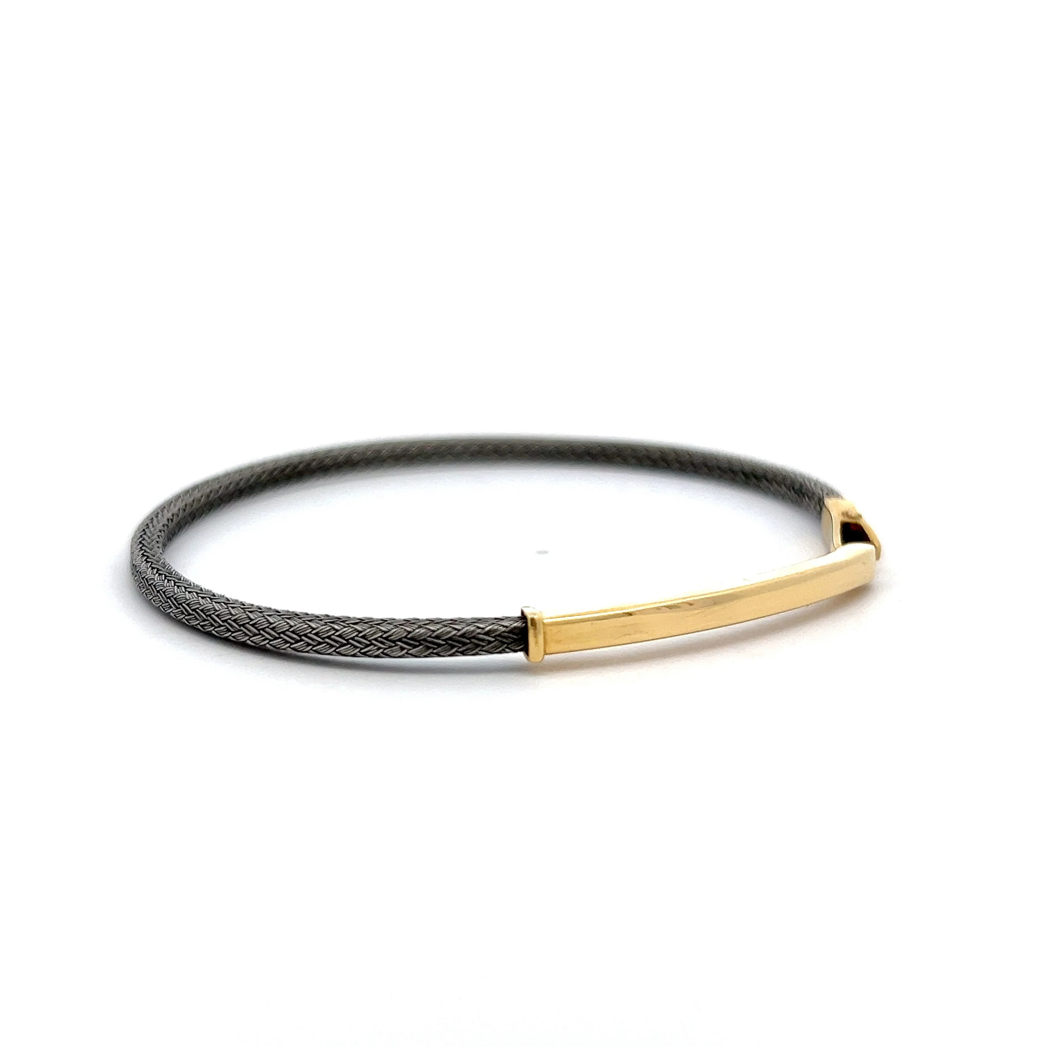 Two-Tone Bangle Bracelet in 18k & Stainless Steel - Image 3