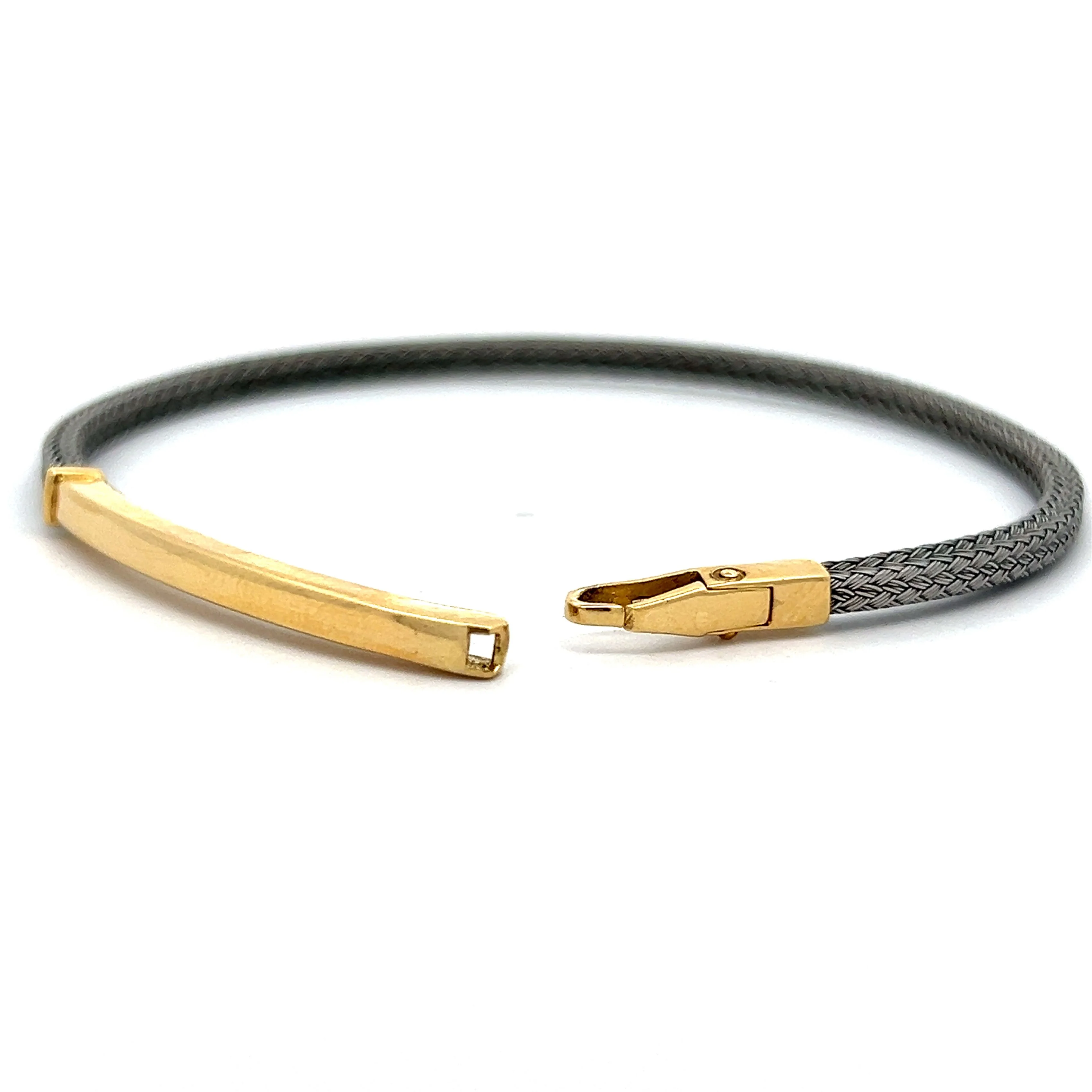 Two-Tone Bangle Bracelet in 18k & Stainless Steel - Image 4