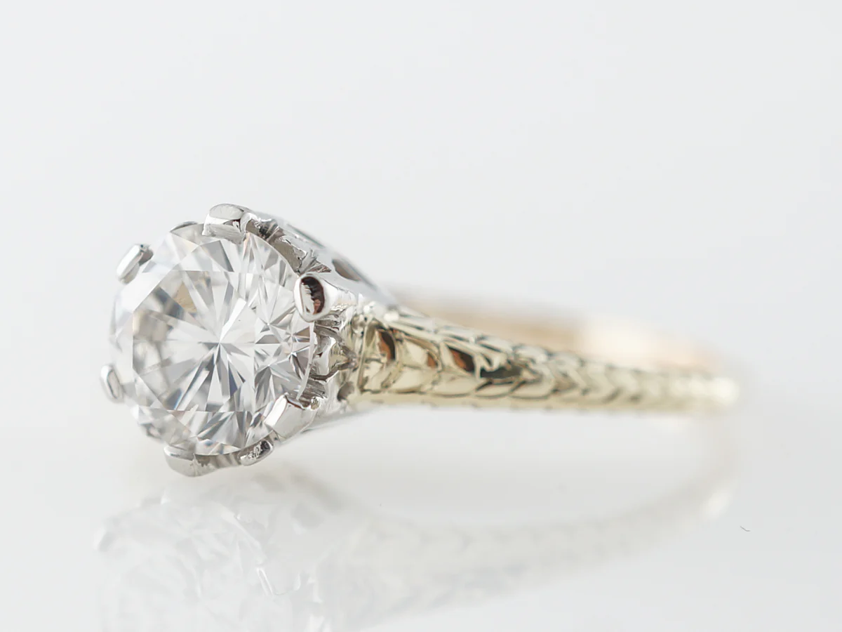 Two Tone Diamond Solitaire Engagement Ring in 14k - Image 2