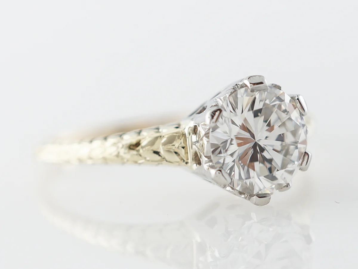 Two Tone Diamond Solitaire Engagement Ring in 14k - Image 3