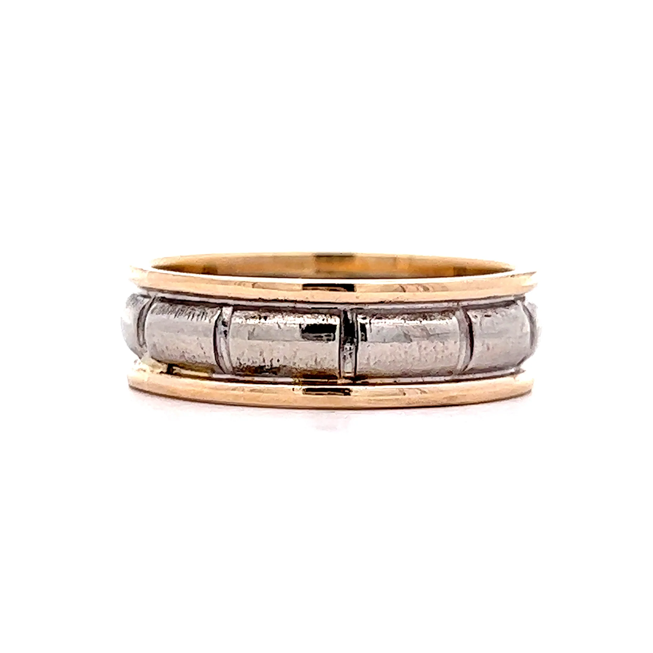 Vintage 1950s Men's Two-Tone Wedding Band in 14k - Image 2