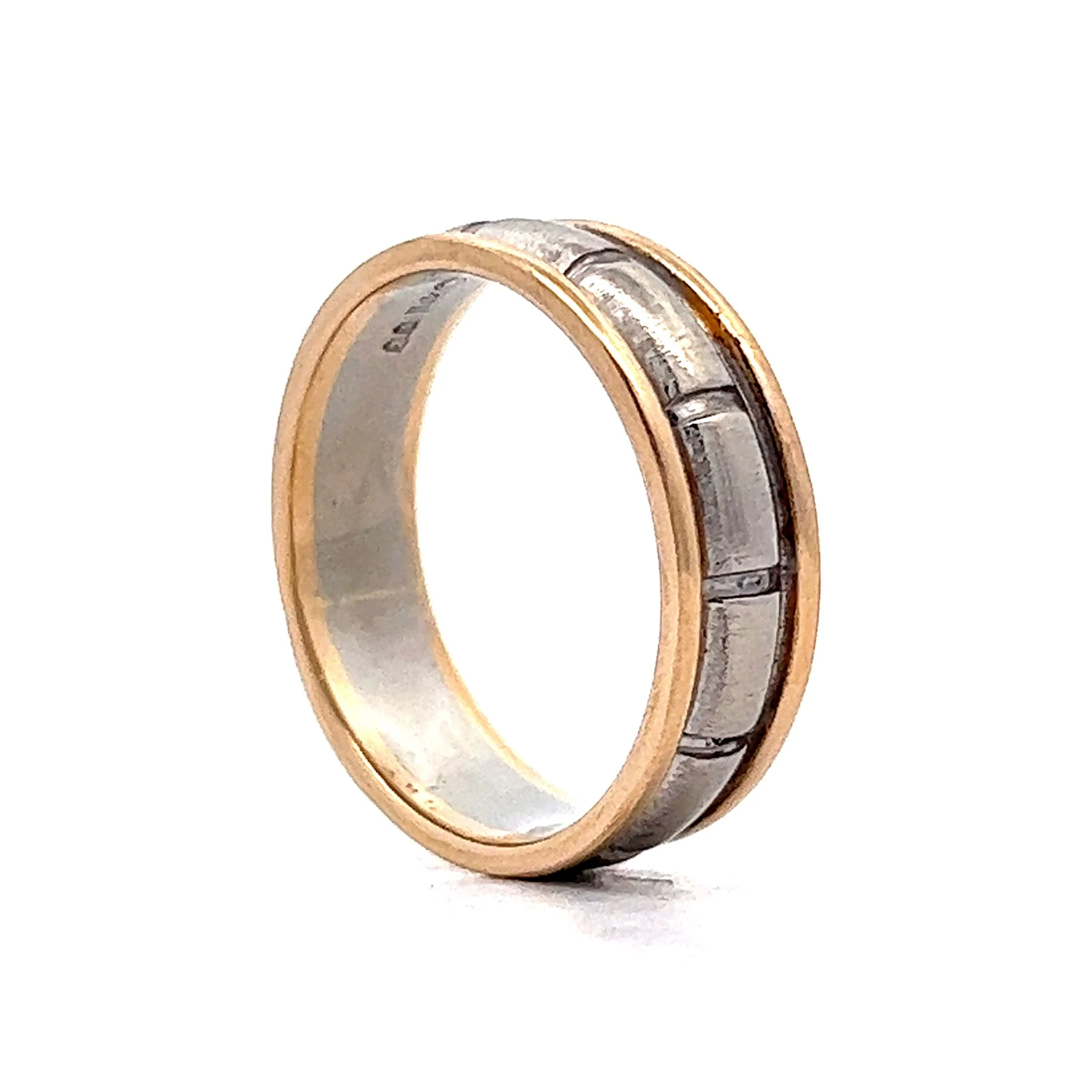 Vintage 1950s Men's Two-Tone Wedding Band in 14k - Image 5
