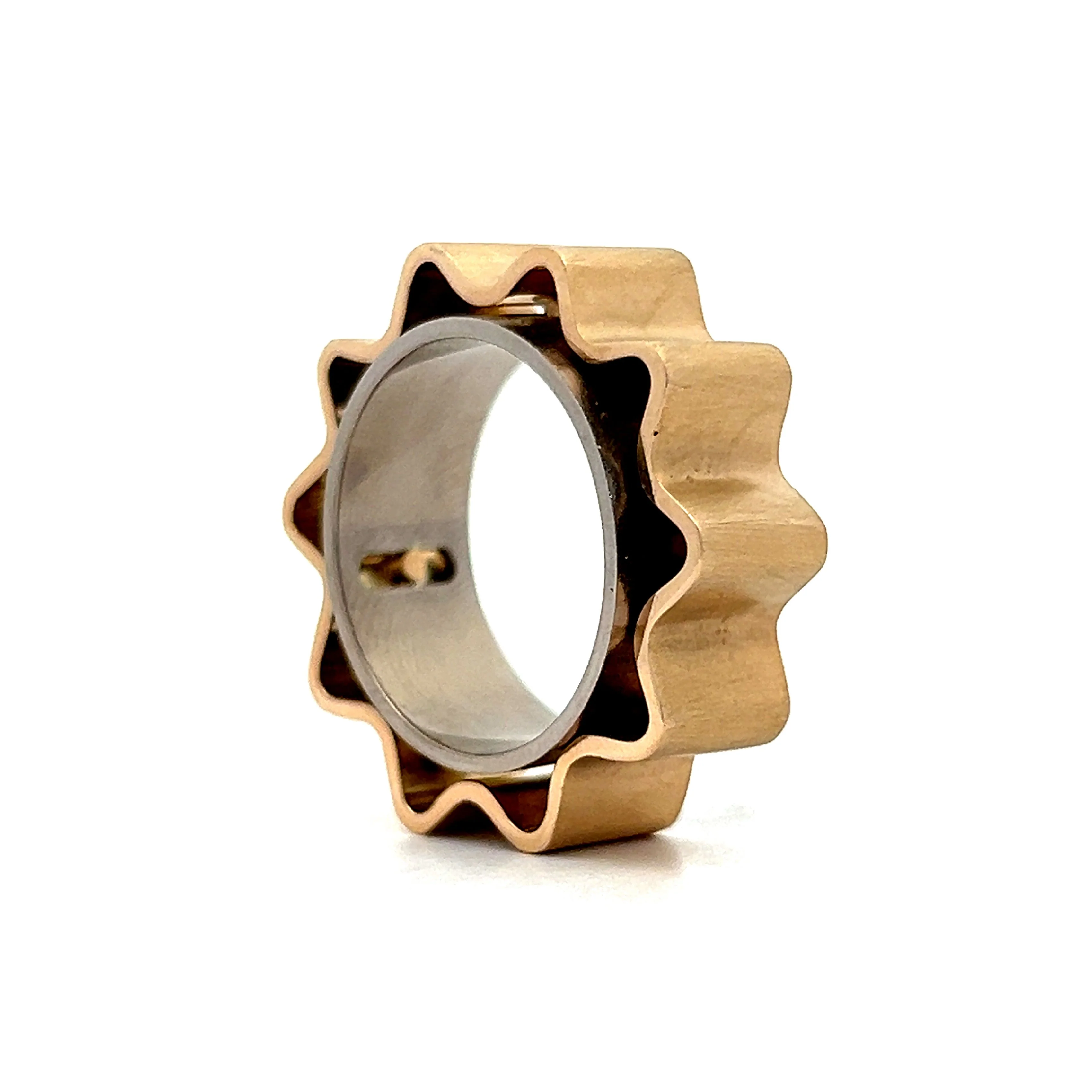 Two-Tone Fidget Cocktail Ring in Yellow & White Gold - Image 5