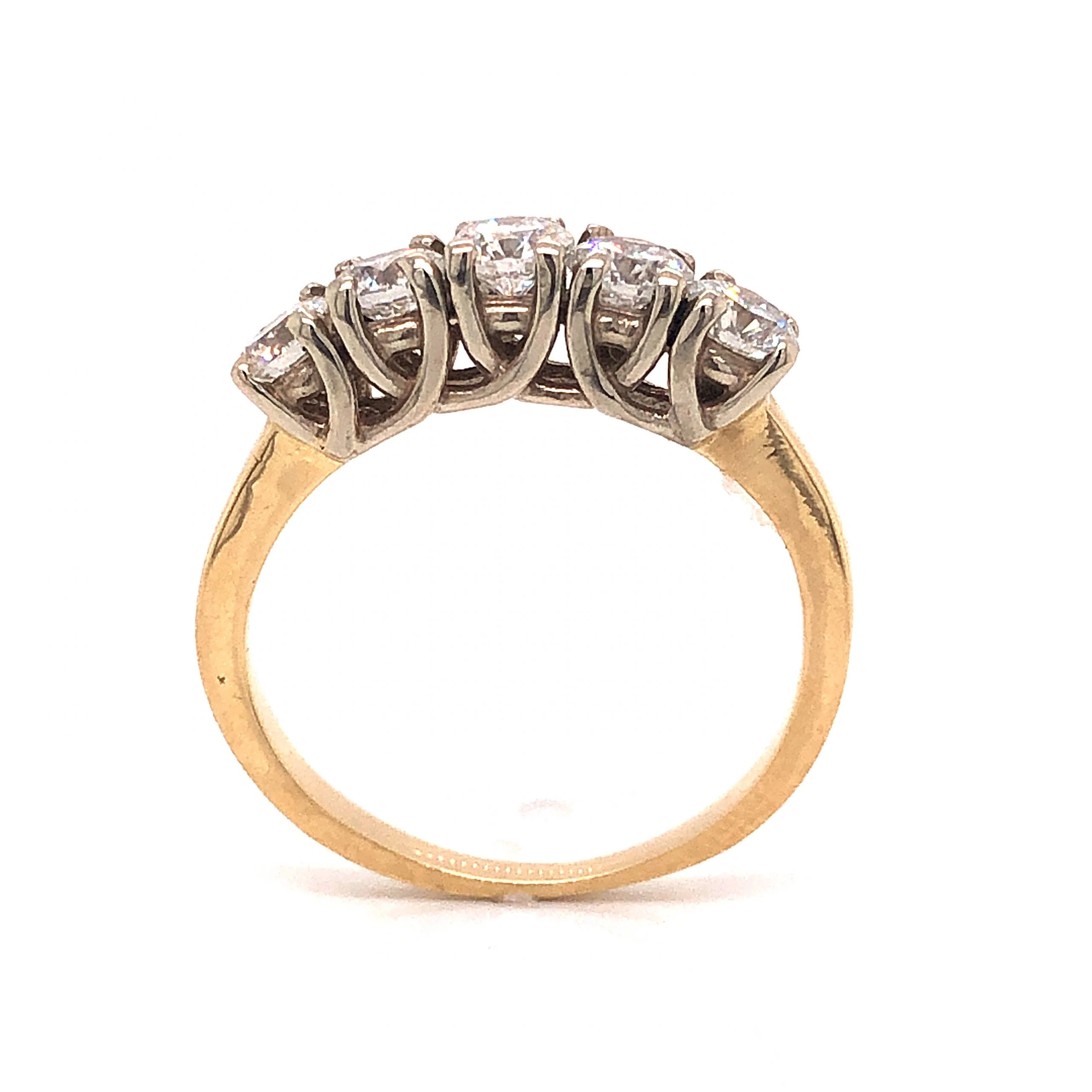 Two-Tone Five Stone Diamond Wedding Band in 14k Gold - Image 4