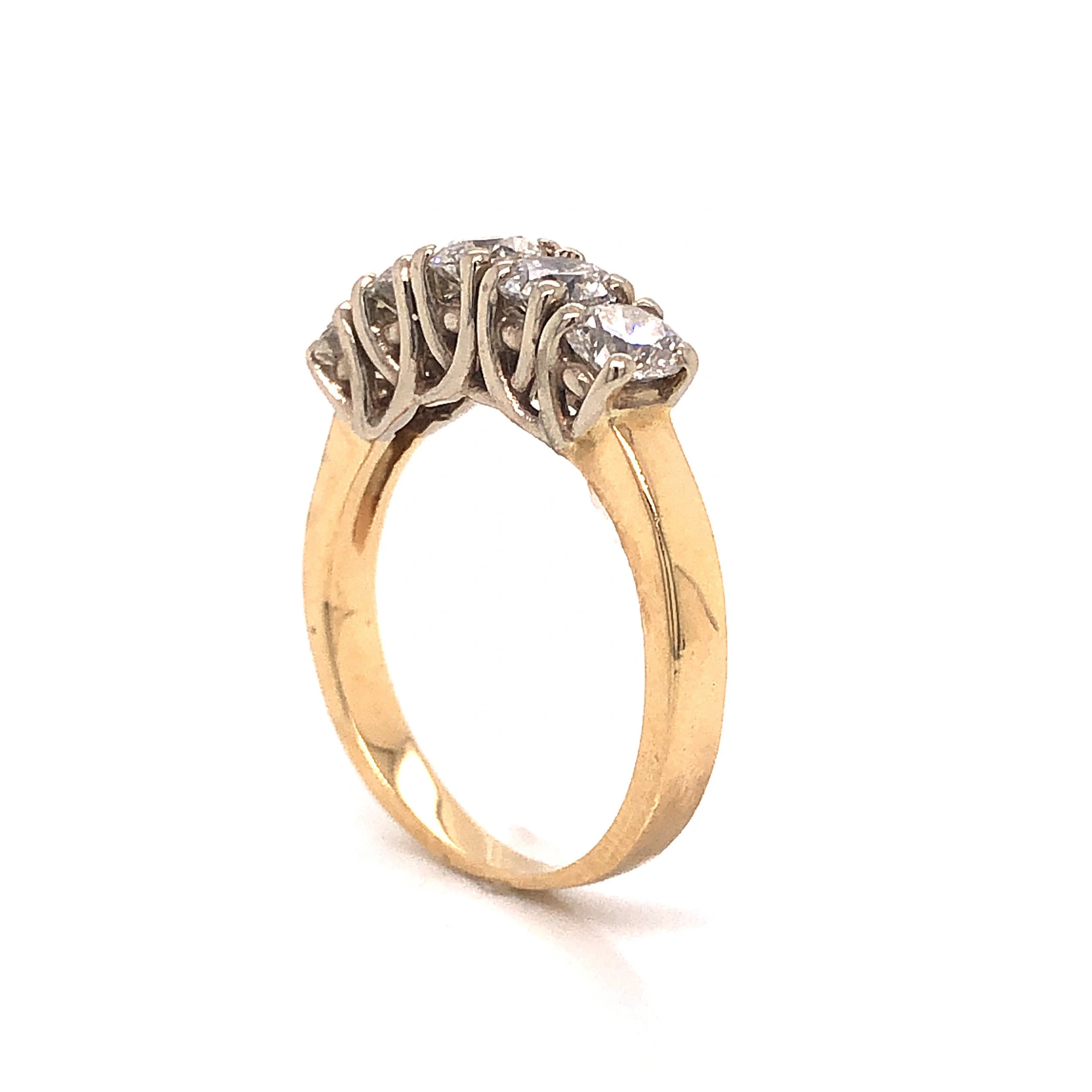 Two-Tone Five Stone Diamond Wedding Band in 14k Gold - Image 5