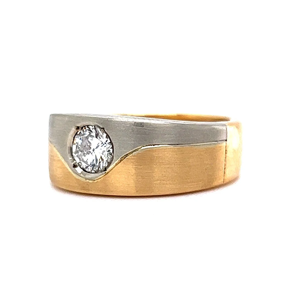 Two-Tone Flush Set Diamond Ring in 18k Gold - Image 2
