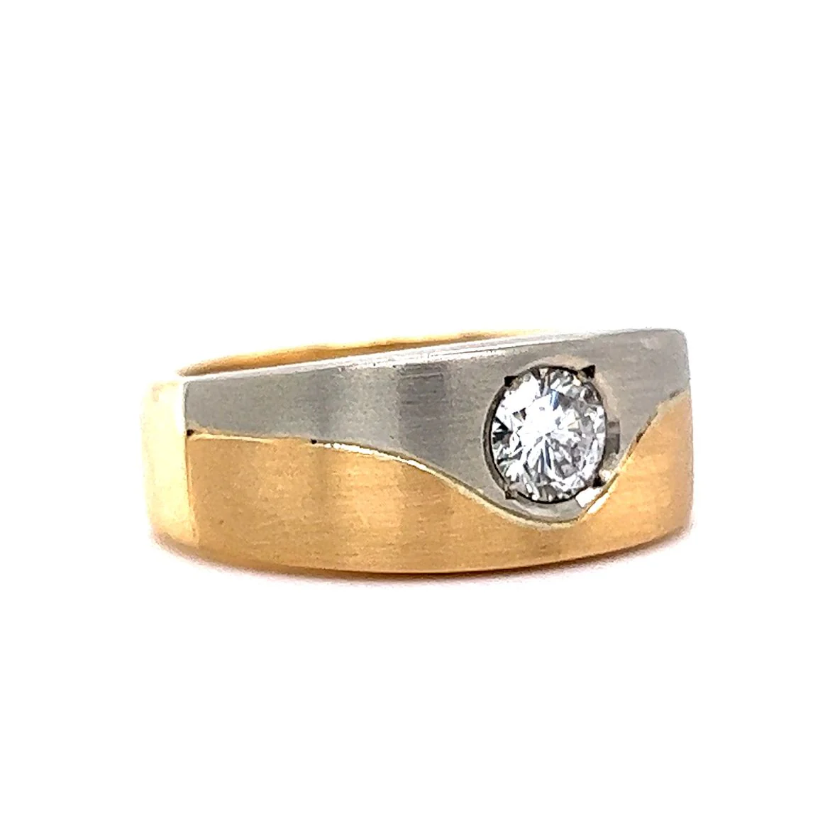Two-Tone Flush Set Diamond Ring in 18k Gold - Image 3