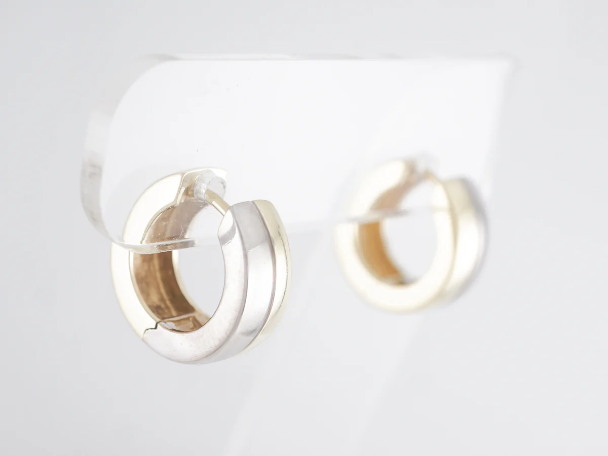 Two-Tone Hoop Earrings in 14K White and Yellow Gold - Image 2