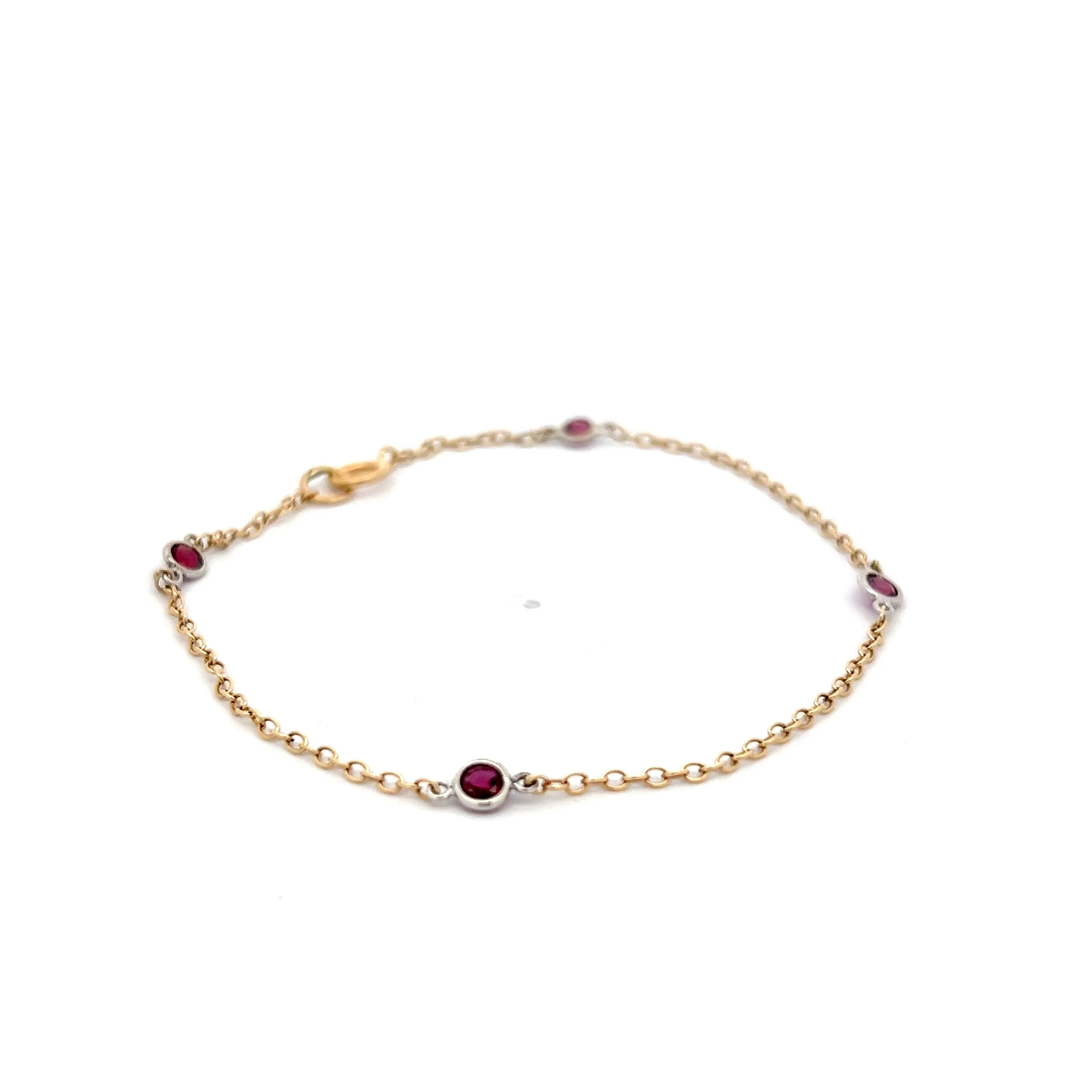 Two-Tone Ruby Bracelet in 14k Yellow & White Gold - Image 3