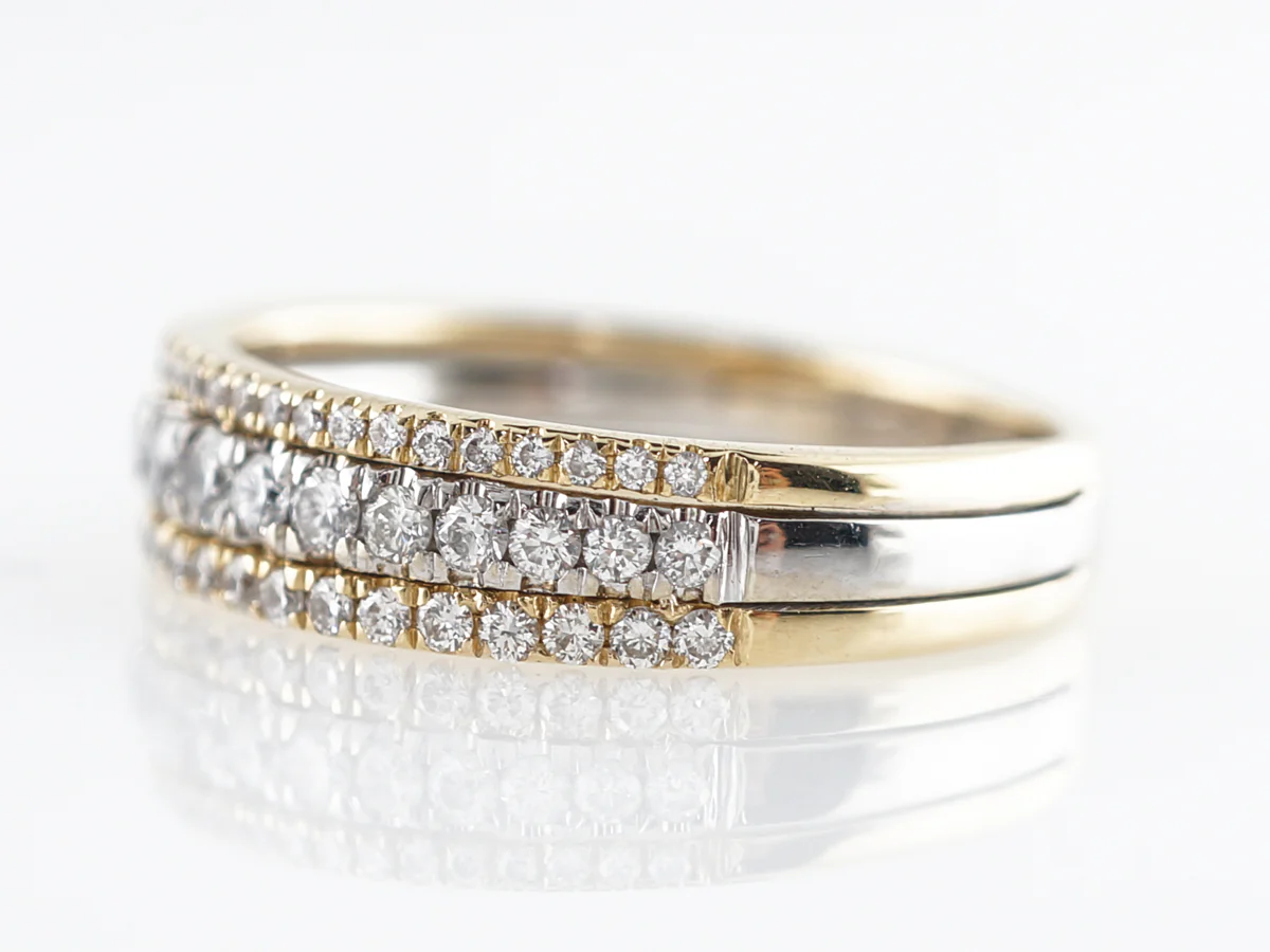 Two-Tone Triple Row Diamond Wedding Band in 18k - Image 2