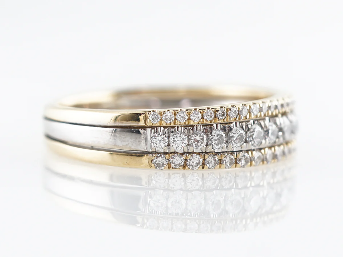 Two-Tone Triple Row Diamond Wedding Band in 18k - Image 3