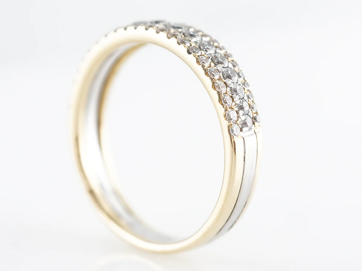 Two-Tone Triple Row Diamond Wedding Band in 18k - Image 4