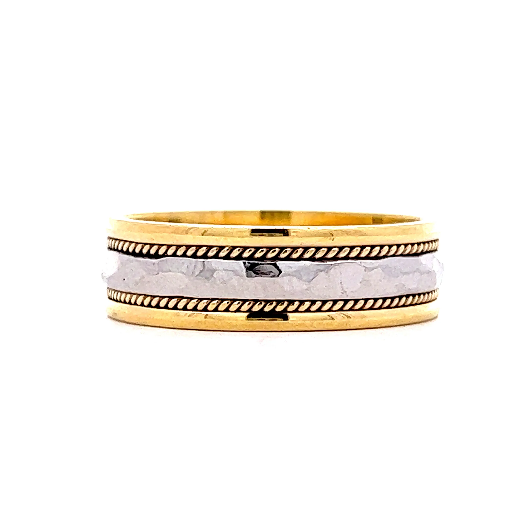6mm Two-Tone Men's Band in 18k Yellow & Platinum - Image 2