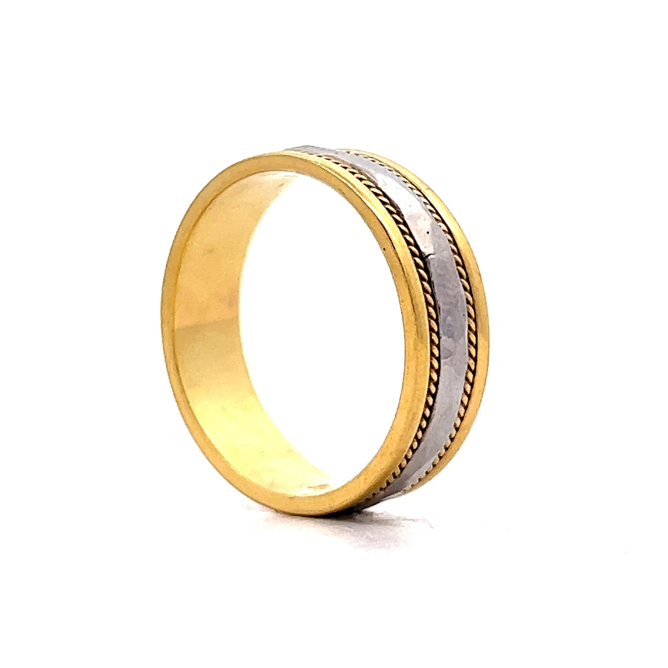 6mm Two-Tone Men's Band in 18k Yellow & Platinum - Image 5